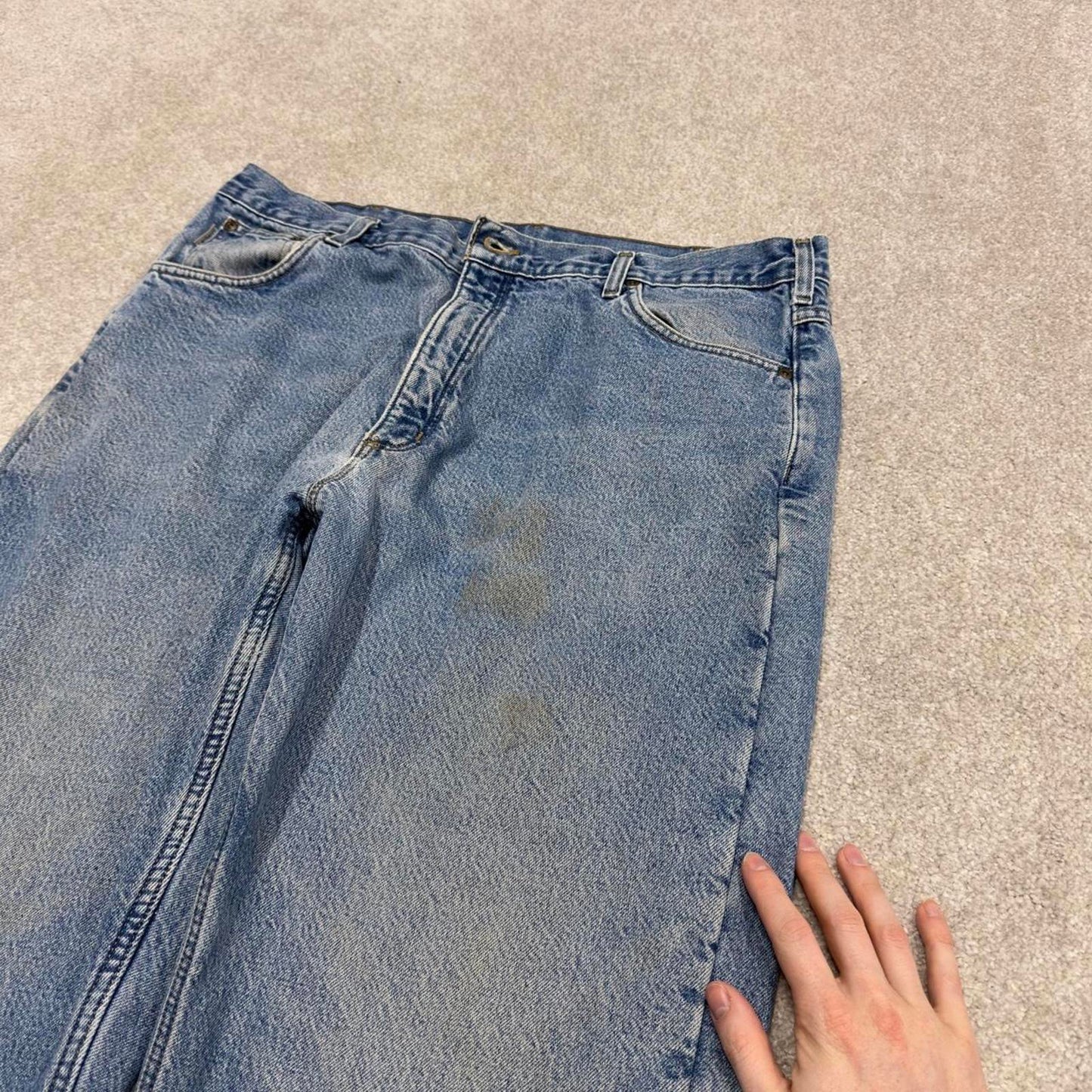 Baggy Y2K vintage Carhartt jeans blue Loose fleece lined denim skate style work pants
