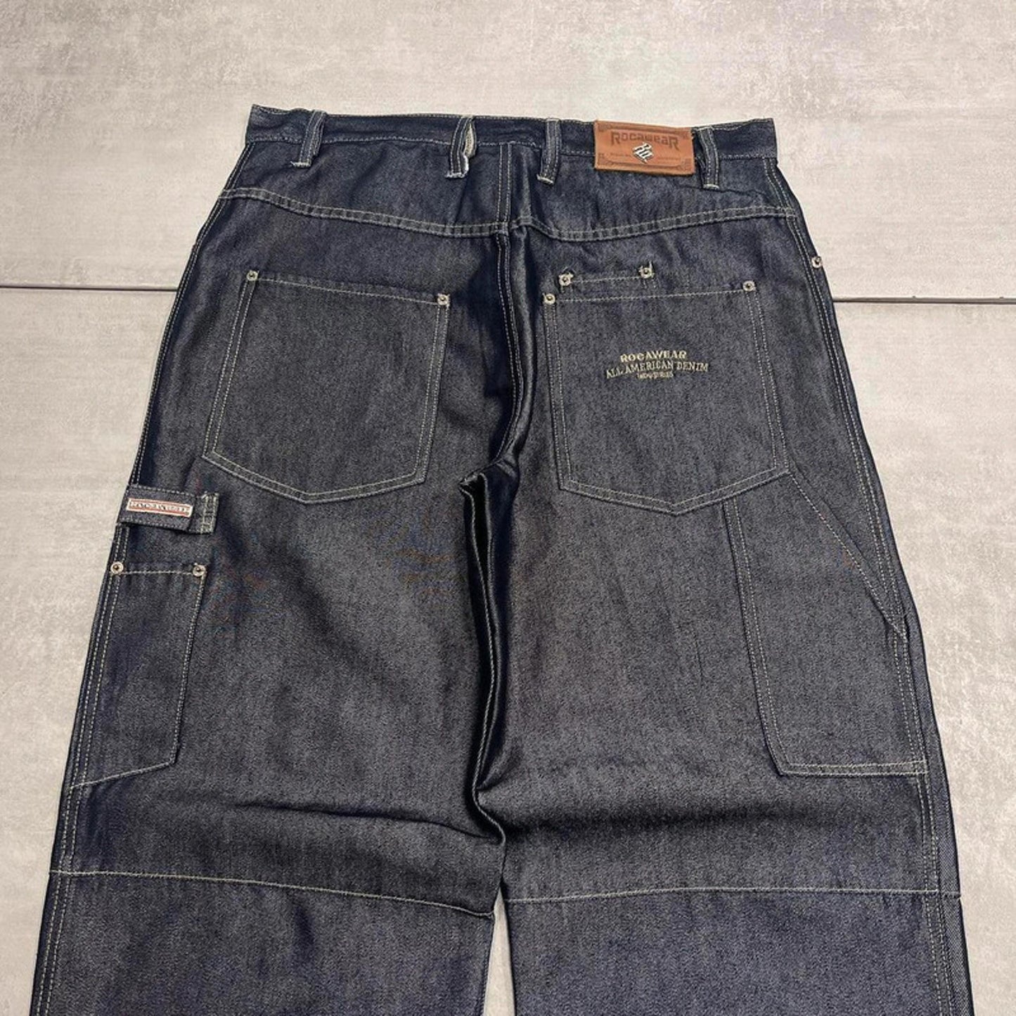Rocawear baggy skate jeans W36L32 loose denim skater cargos embroidered logo