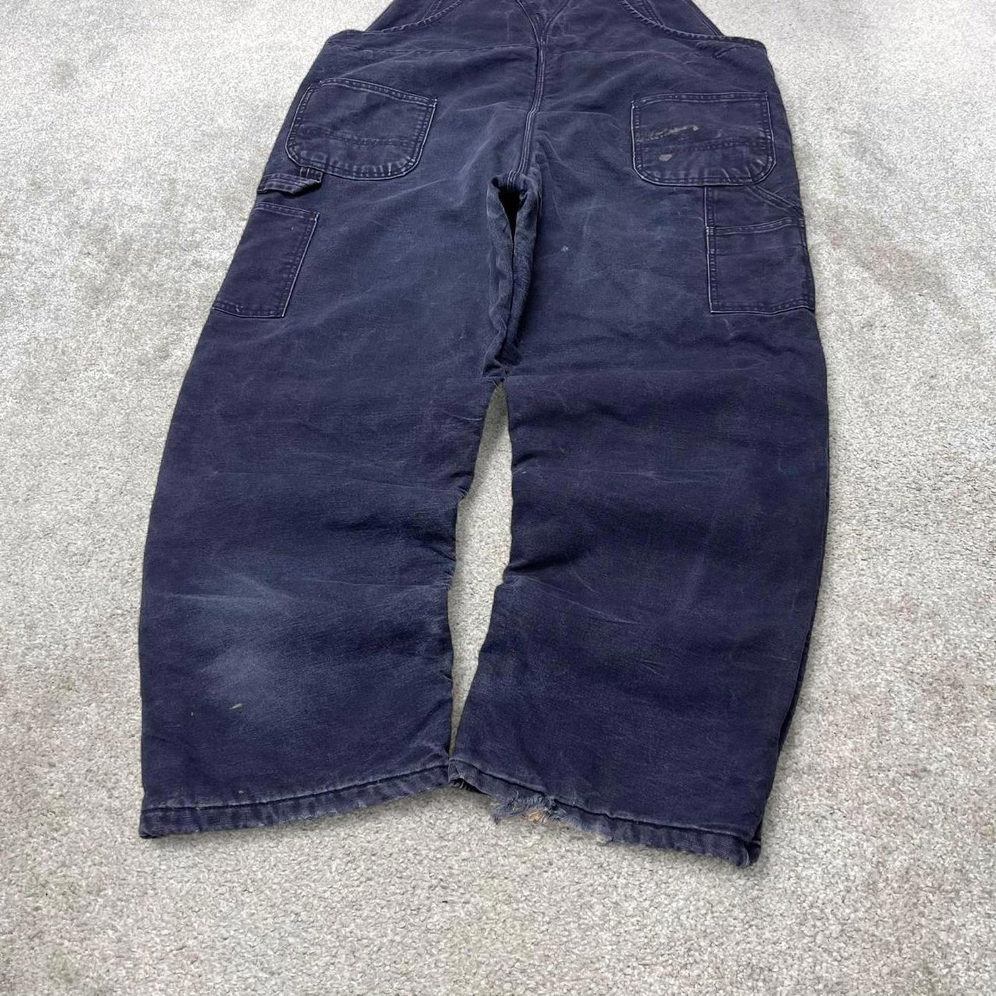 Navy FR Carhartt dungarees W42L32 mens quilt lined canvas overalls utility worker