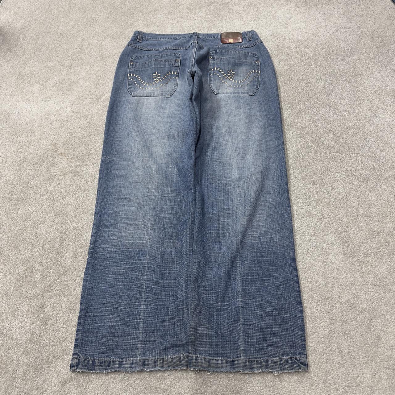 Y2K baggy surf jeans W36L32 blue denim Vintage Don loose 00s style pants embroidered design casual