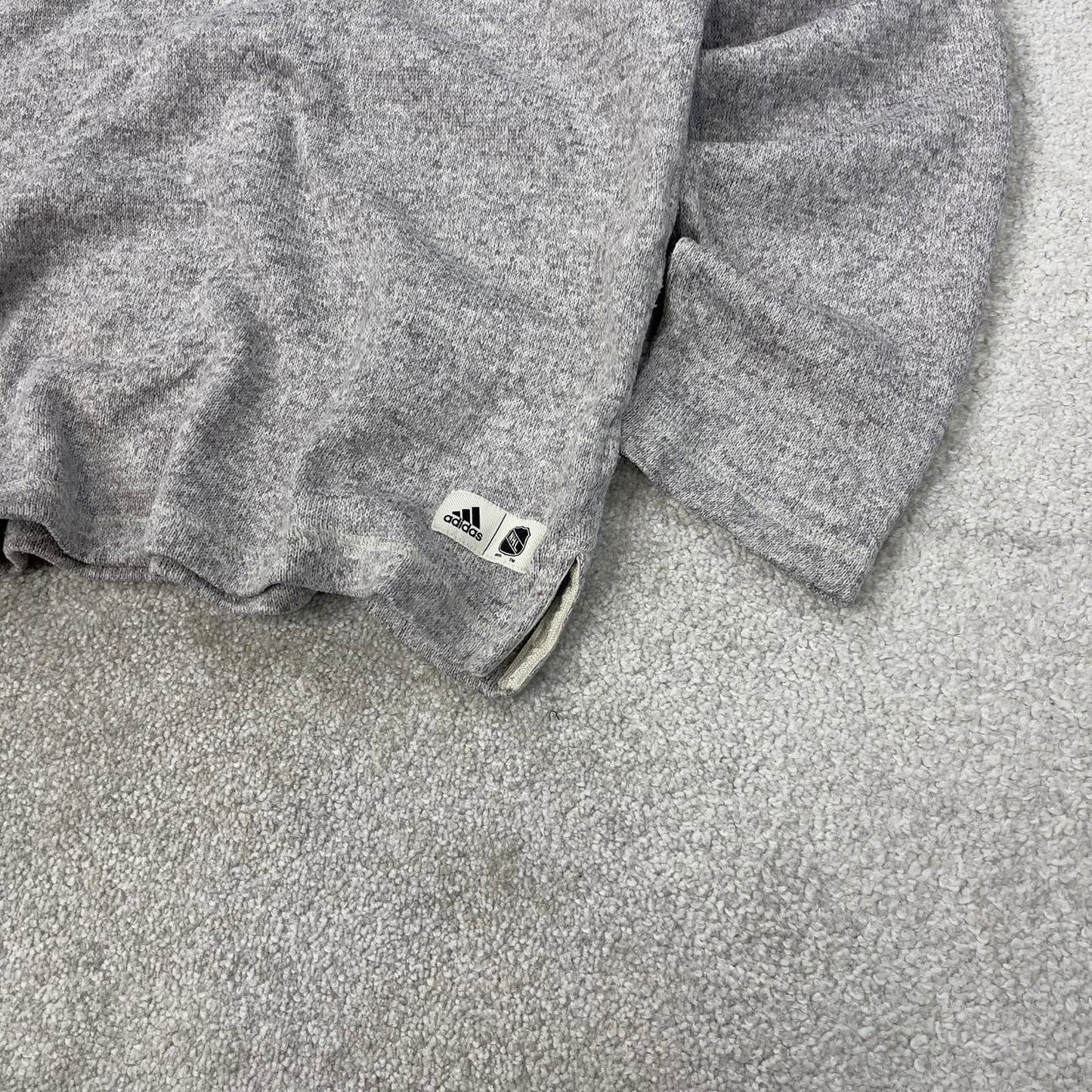 Y2K Adidas NHL fleece Large grey knit style pullover 1/4 zip embroidered logo