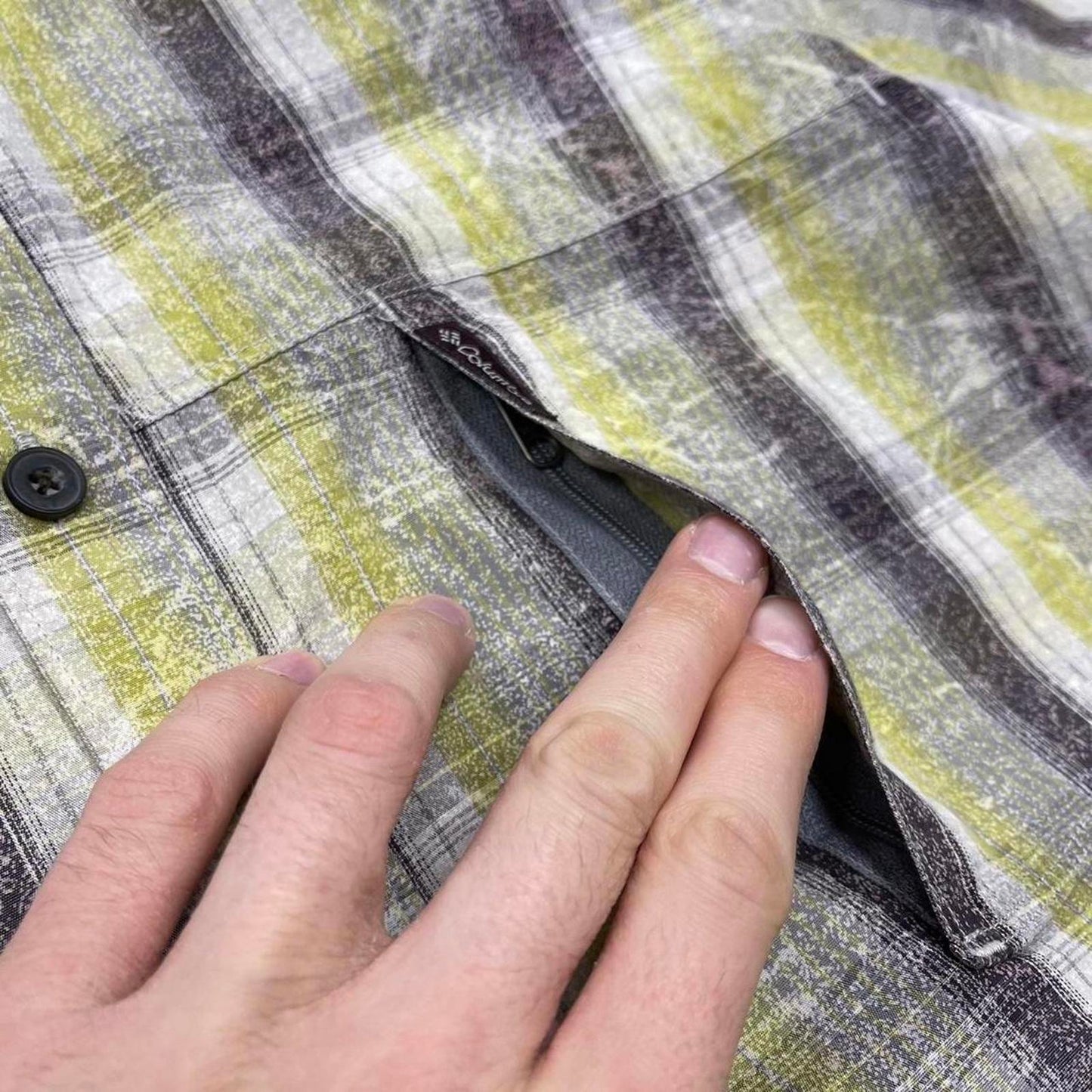 Y2K boxy fit checkered shirt short sleeve green Columbia surf style check shirt summer festival