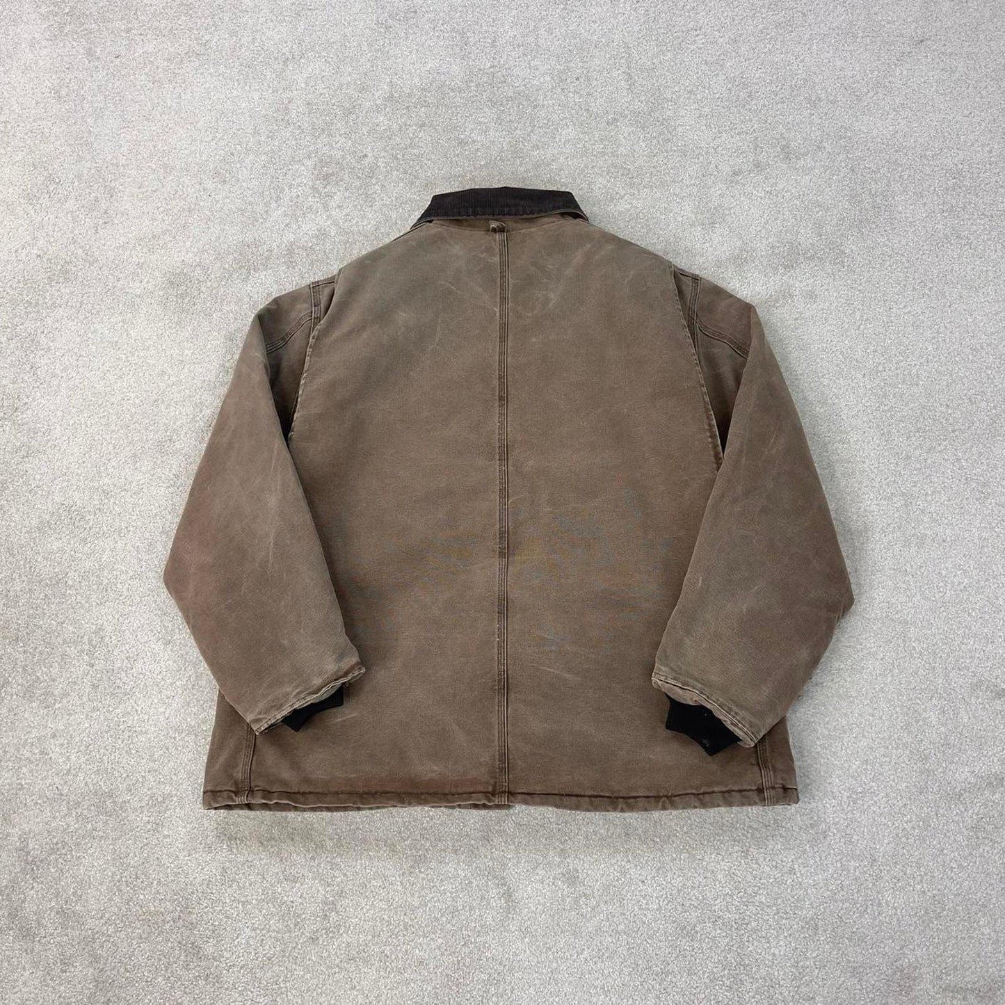 Vintage brown Carhartt jacket 2XL - canvas arctic quilt lined chore coat collar sandstone