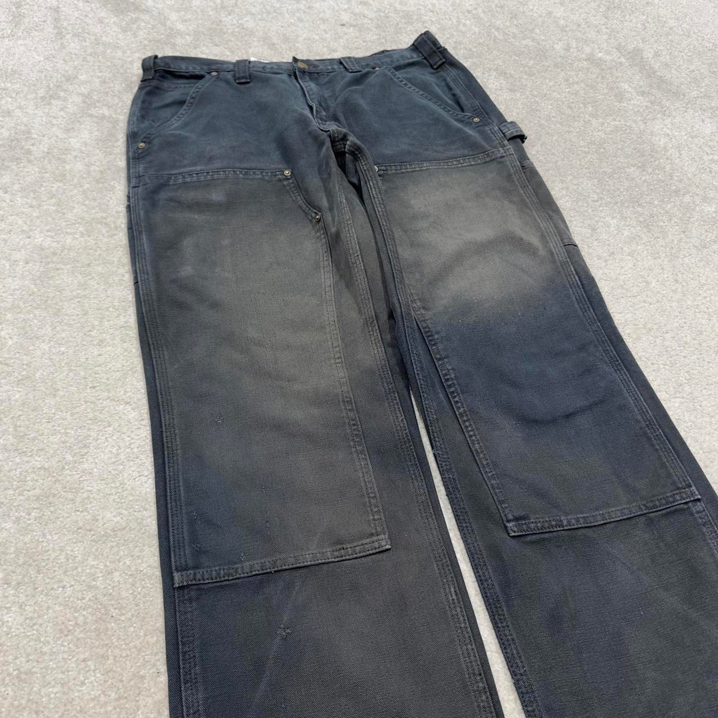 Carhartt double knee carpenter jeans black canvas W34L30 90s style thick loose leg cargos