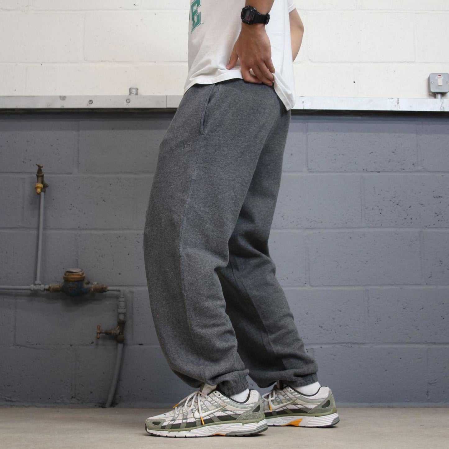Y2k Fila grey joggers tracksuit bottoms XL 00s style sportswear track pants loose casual gym wear