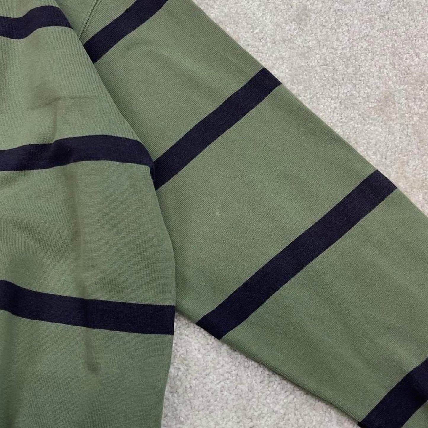 Green Land's End Vintage-Inspired Rugby Shirt XL classic striped long sleeve button up boxy fit