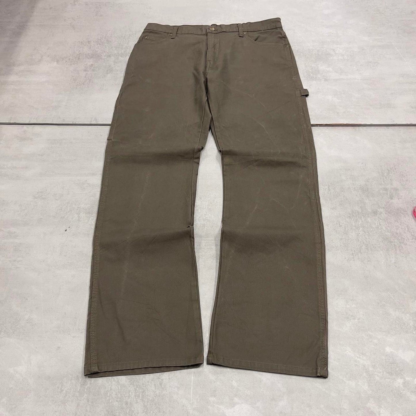 Green Dickies carpenter jeans W34L34 loose 90s skate style canvas cargos utility American workwear