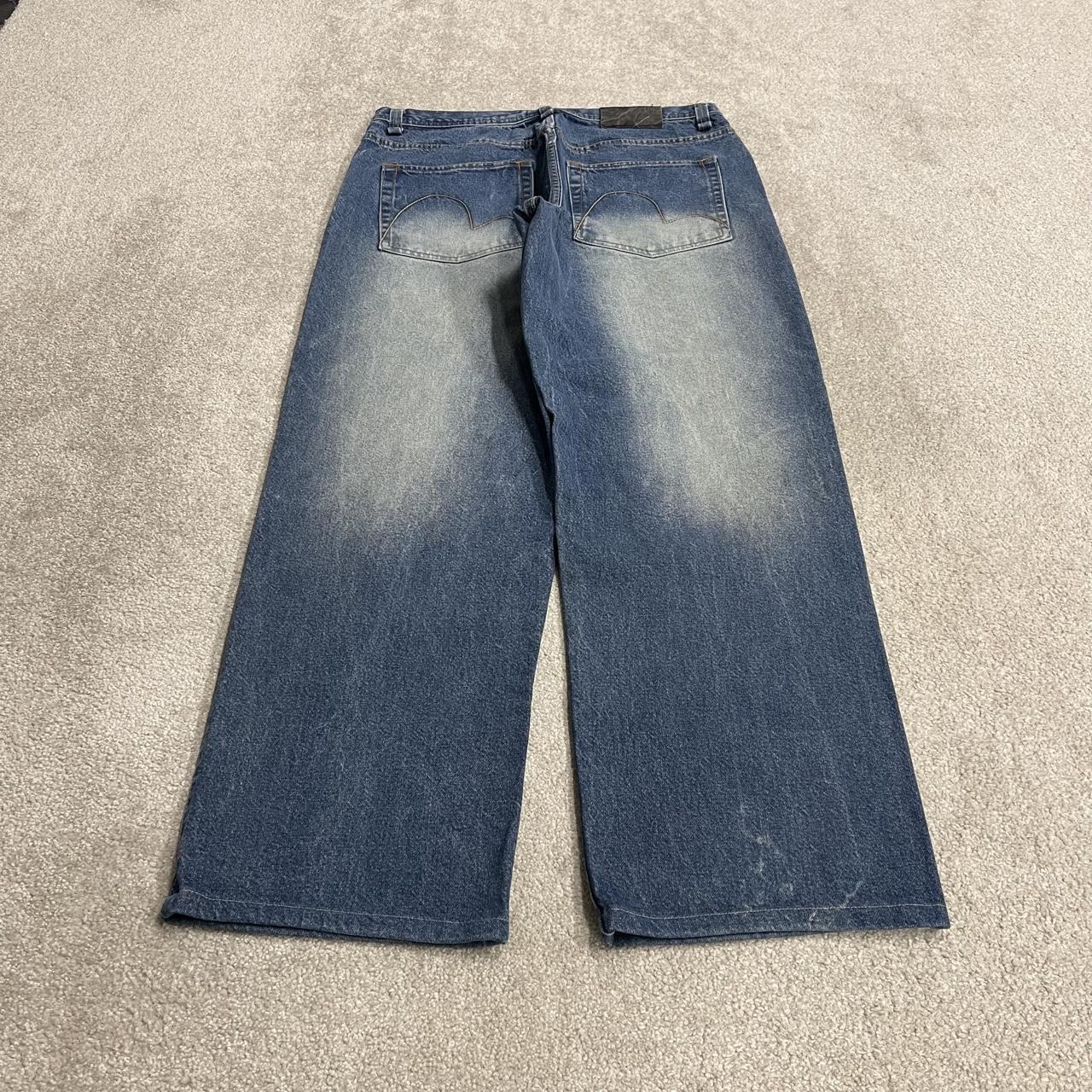 Y2K baggy jeans washed blue denim W36L31 Qruel wide leg surf style pants