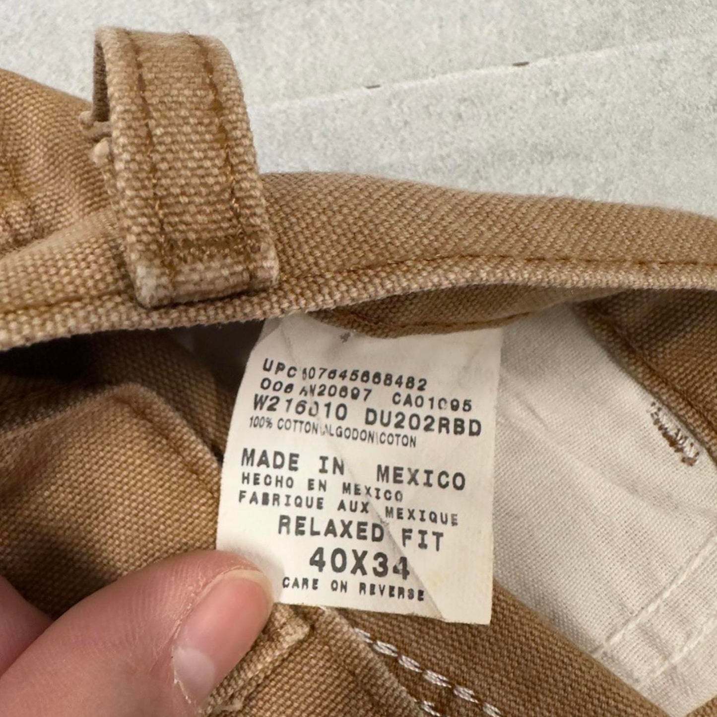 Baggy Dickies carpenter jeans W40L34 faded tan wide leg canvas cargos