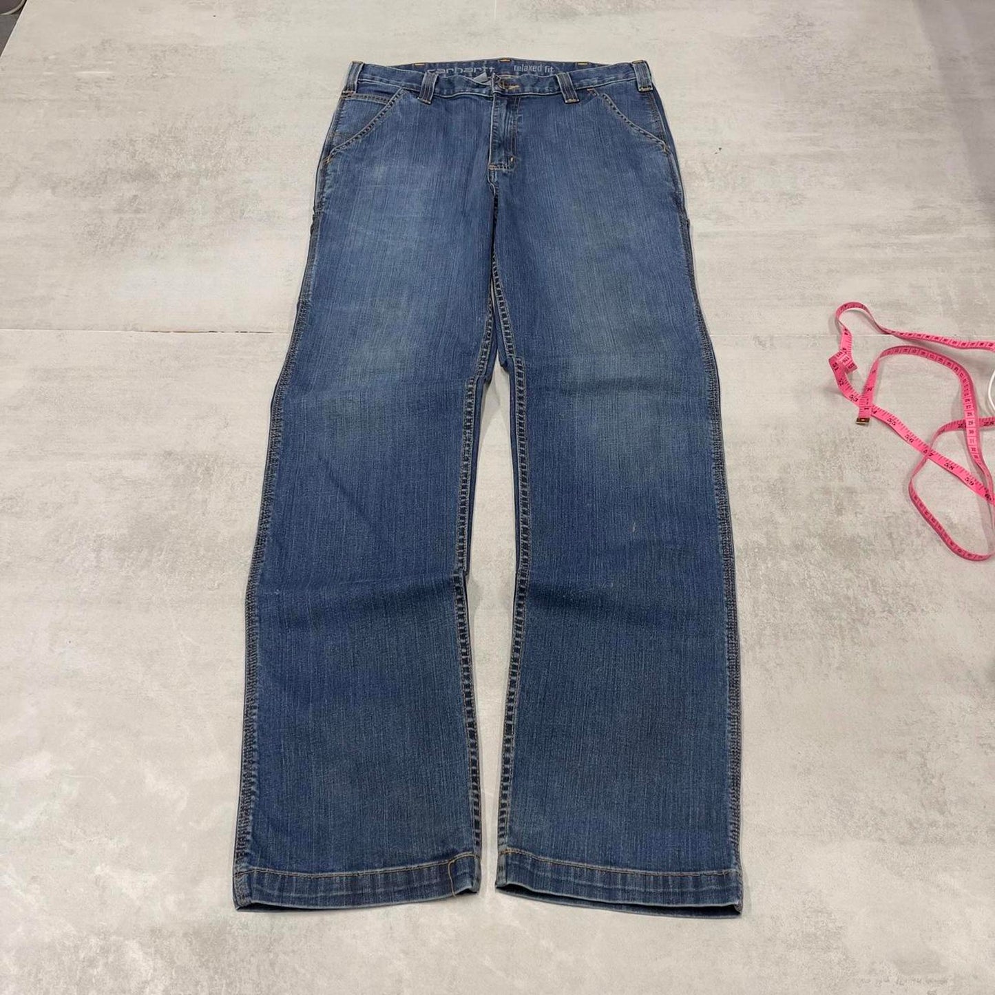 Mens Carhartt carpenter jeans W34L36 blue denim relaxed 90s style cargos