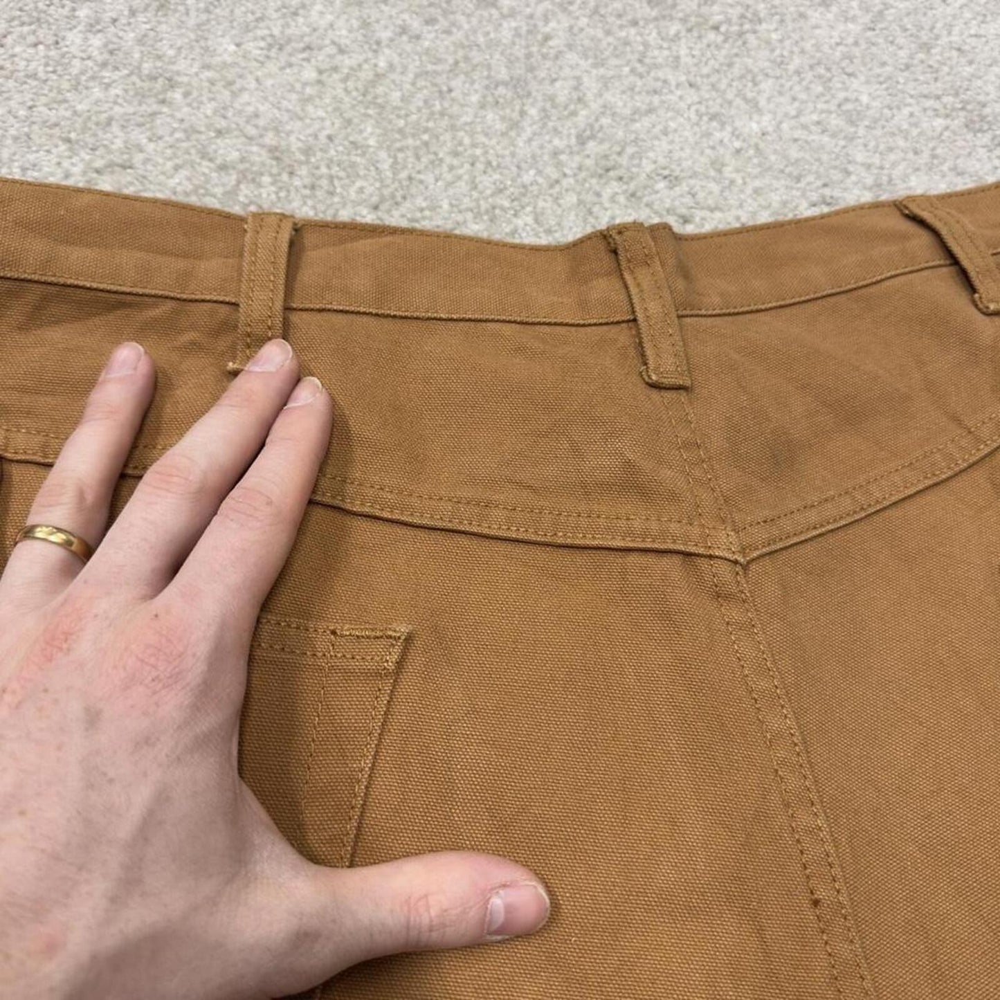 Baggy denim carpenter shorts cargo tan Big smith canvas skater style surf jorts