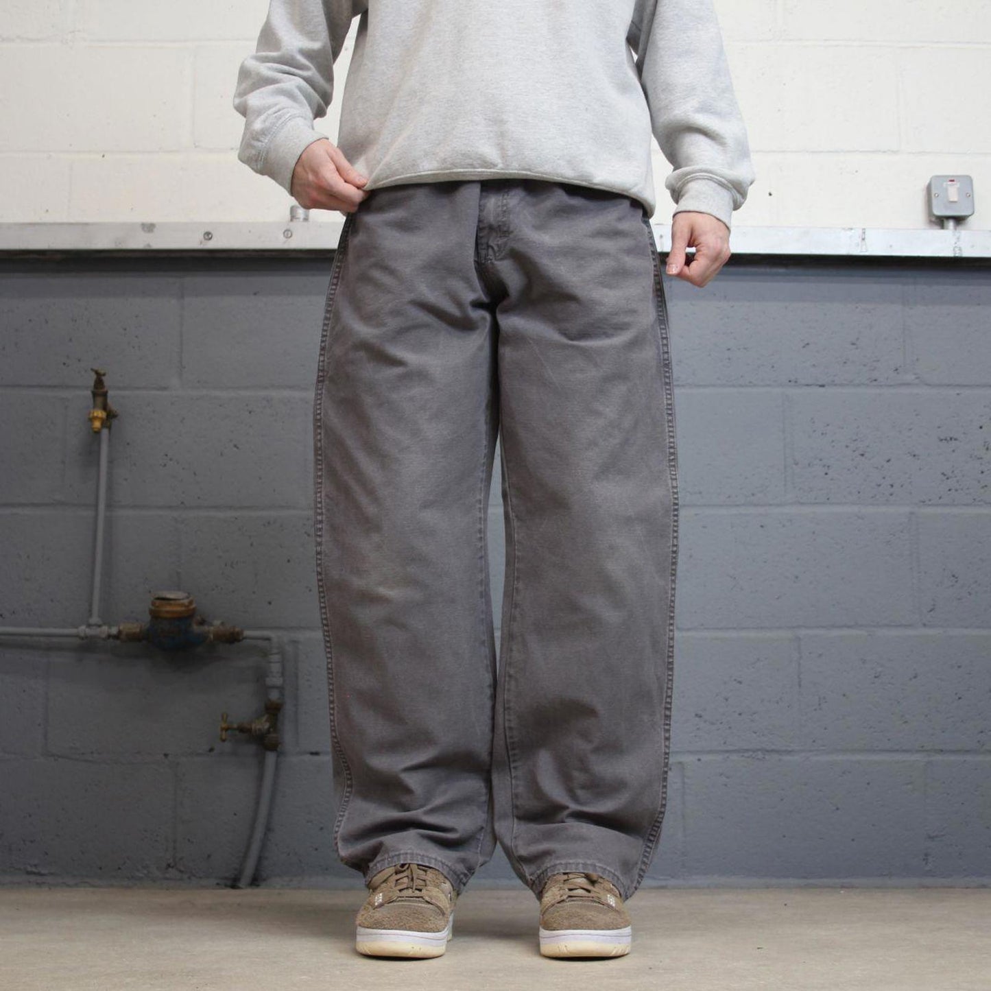 Baggy Dickies carpenter jeans W36L32 90s skate style grey canvasy cargos