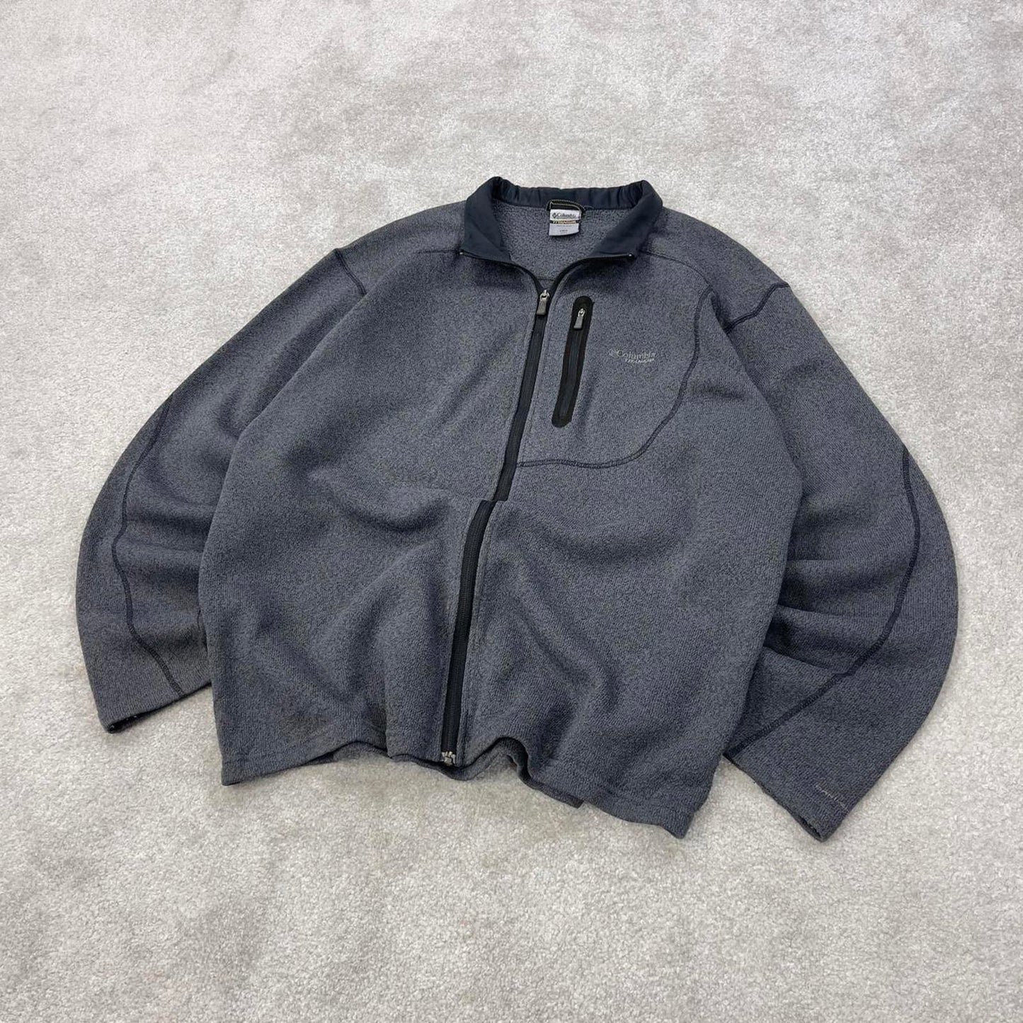 Y2K grey Columbia technical zip up fleece XXL embroidered logo chest pocket