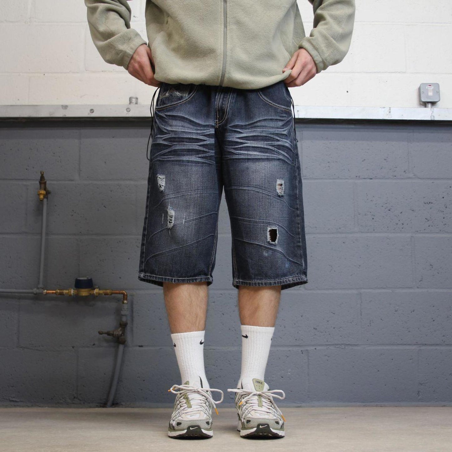 Vintage Y2k denim shorts skater style blue Agile long loose leg denim summer festival jorts