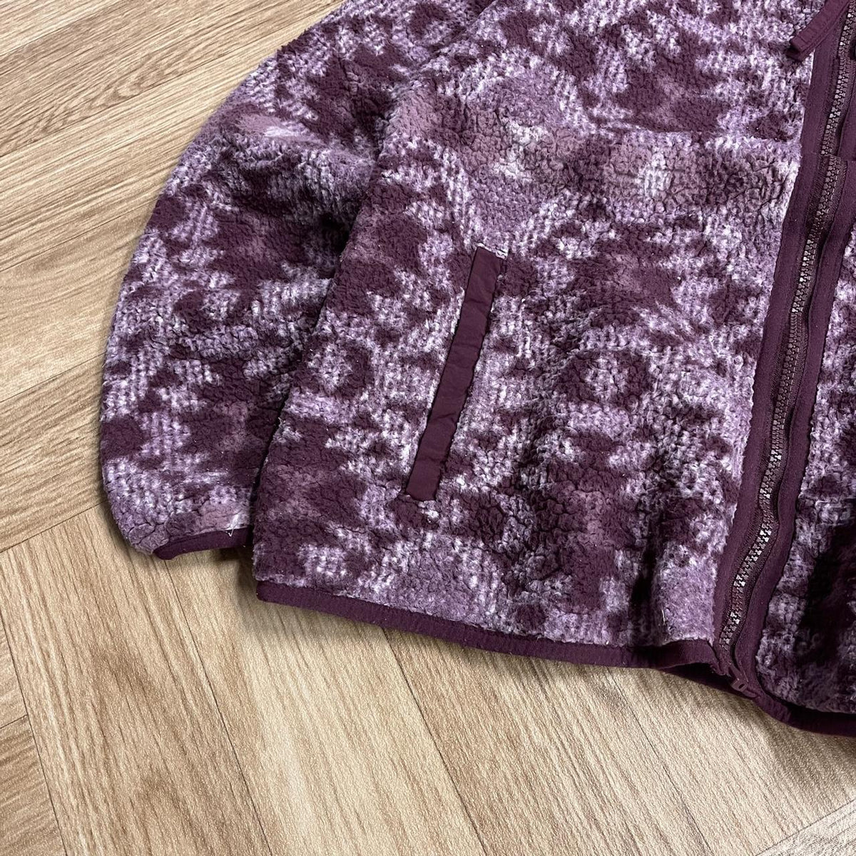 Y2K Colombia fleece aztec pattern Women's purple full zip autumn teddy bear pile fleece