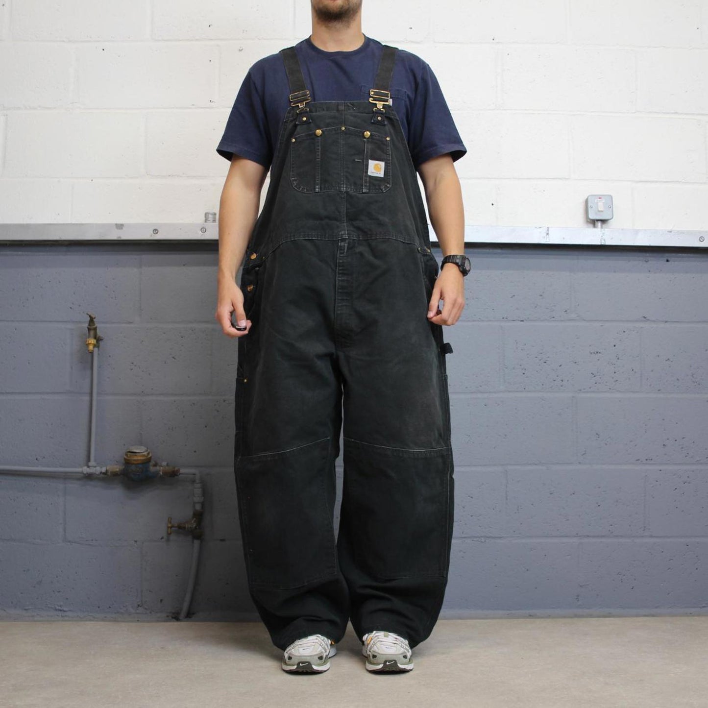 Black Carhartt dungarees W52L30 mens canvas overalls utility worker