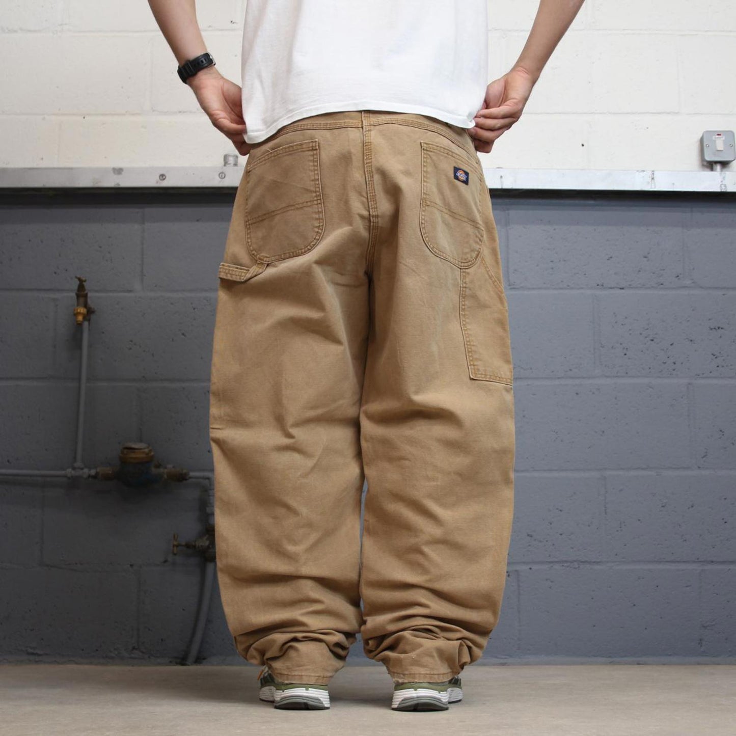 Baggy Dickies carpenter jeans W40L34 faded tan wide leg canvas cargos