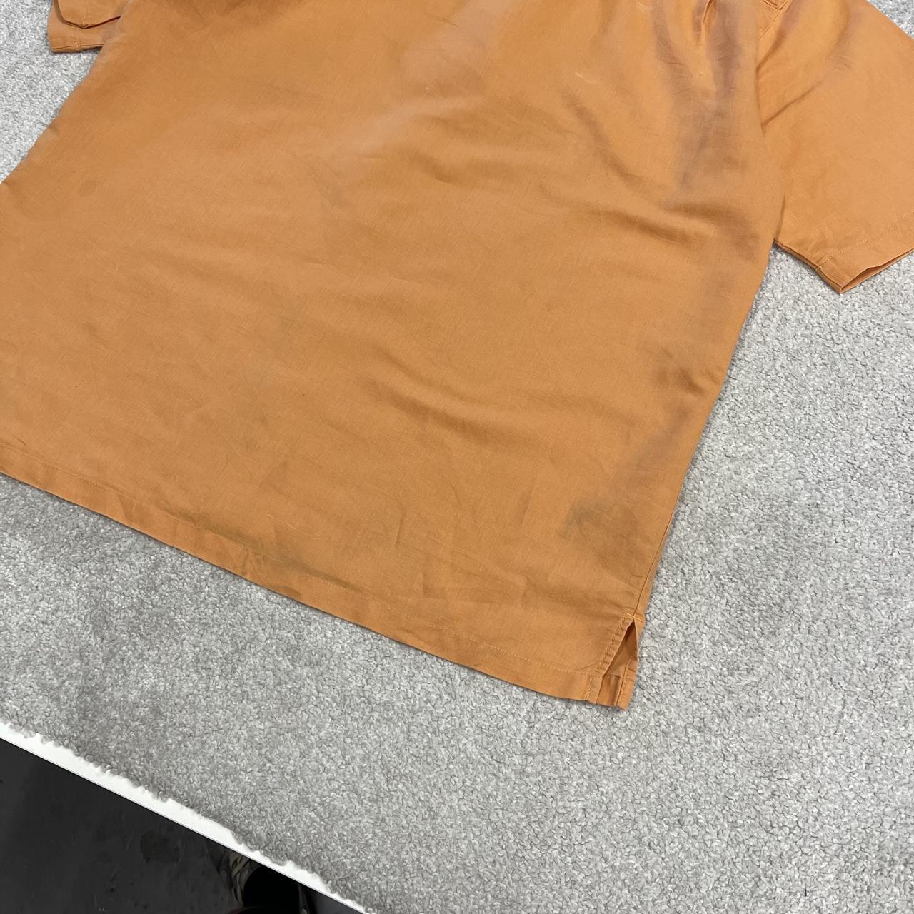 Columbia technical short sleeve shirt orange Festival style button down summer hiking shirt