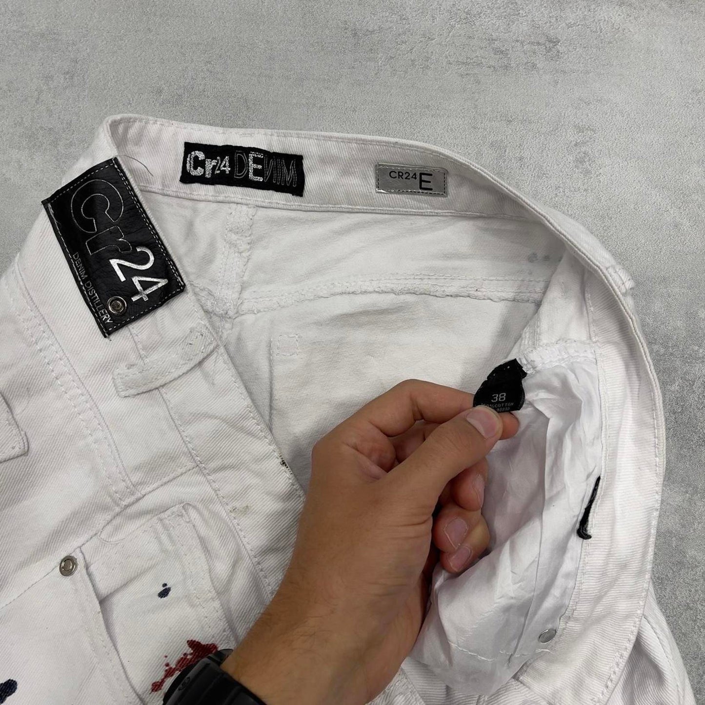 White Cr24 Denim jorts W38