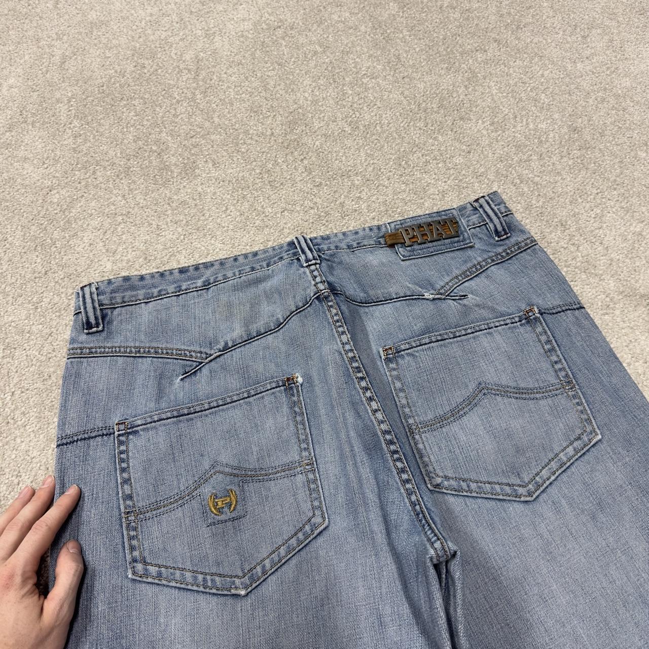 Y2K Phat Farm baggy jeans W38L32 blue wide leg skater style jeans