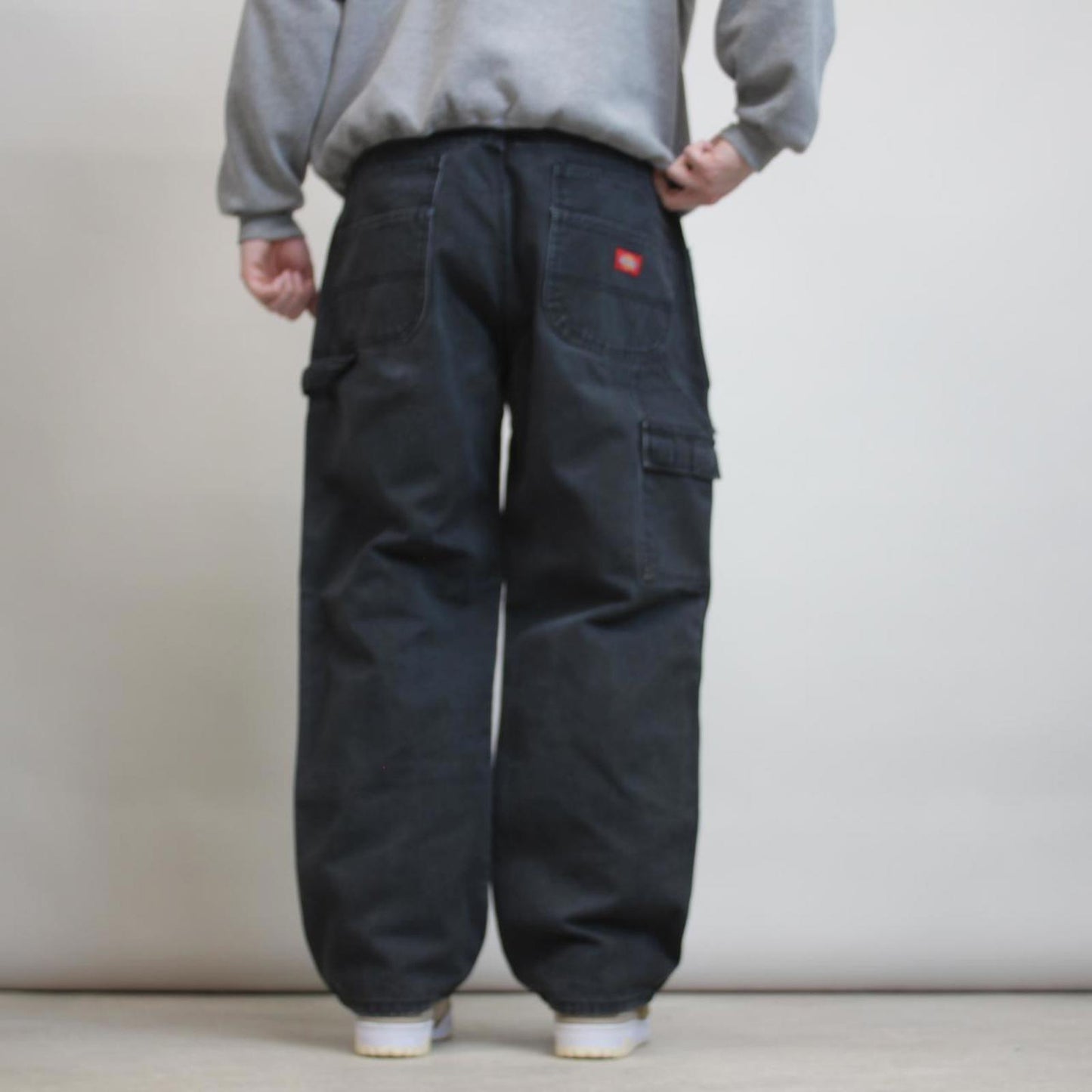 Black baggy Dickies carpenter jeans W38L29 double knee wide leg thick canvas 90s style cargos