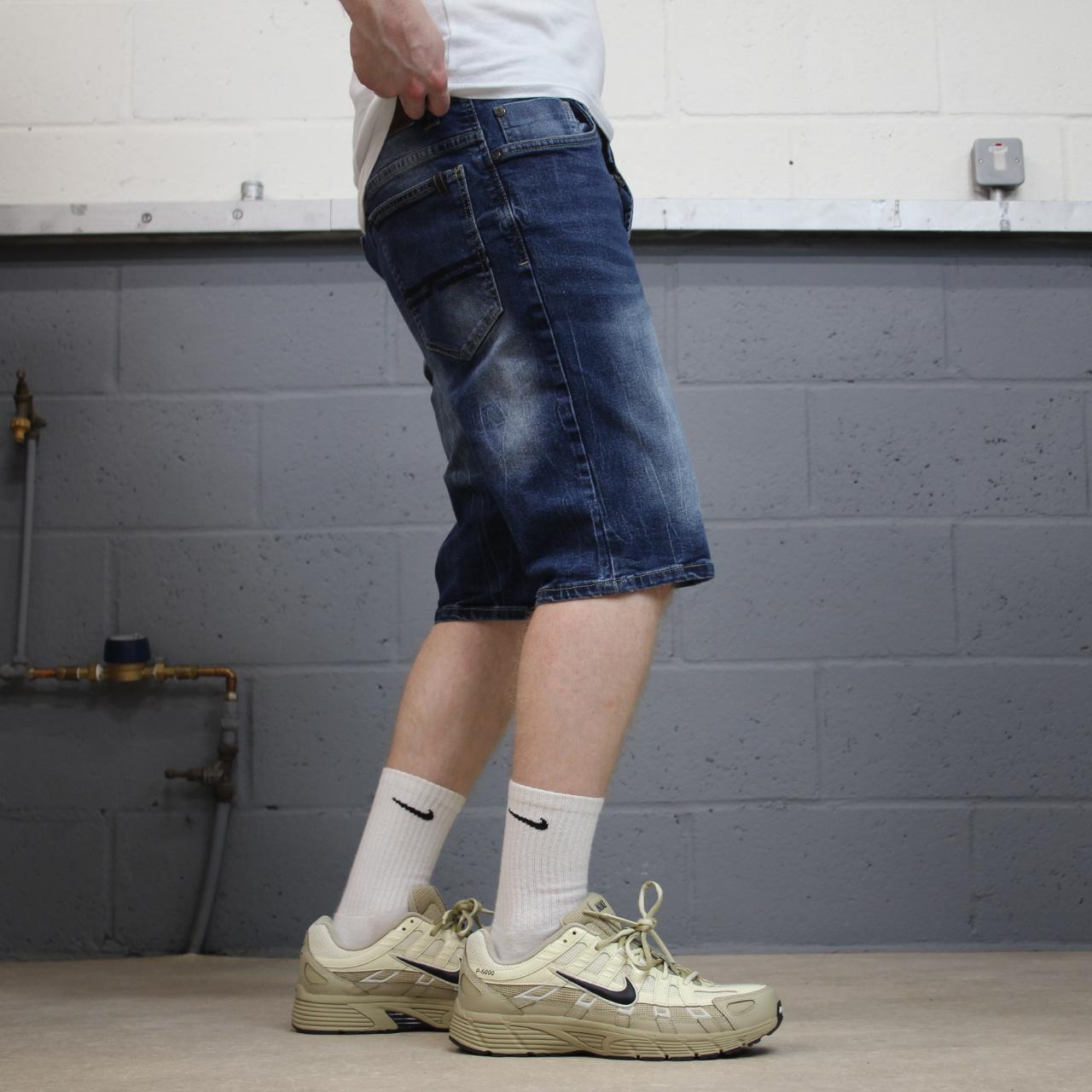 Y2K embroidered denim shorts blue Buffalo David Bitton 5 pocket stretch jorts summer festival