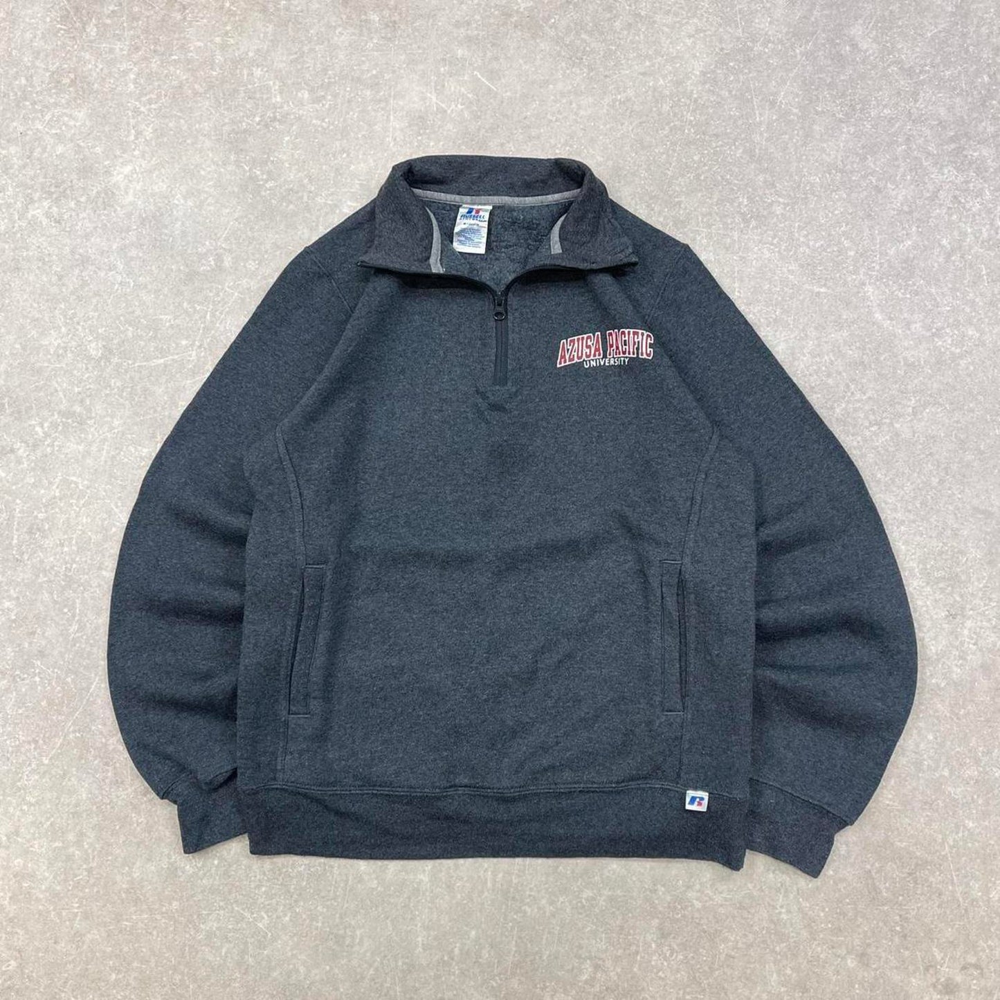 Grey vintage Russell quarter zip Small 1/4 zip Thick pullover jumper Azusa