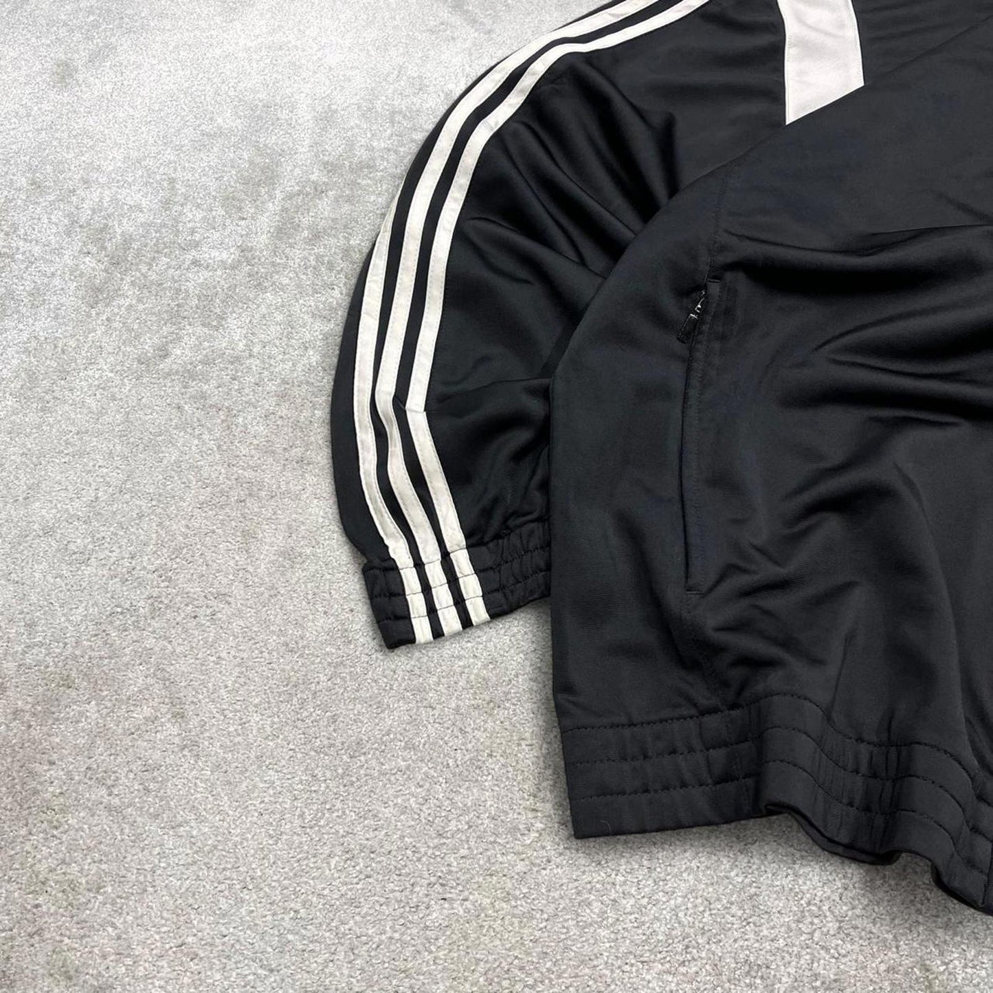 Vintage Adidas track jacket black Large men's y2k 00s style black funky sports tracksuit