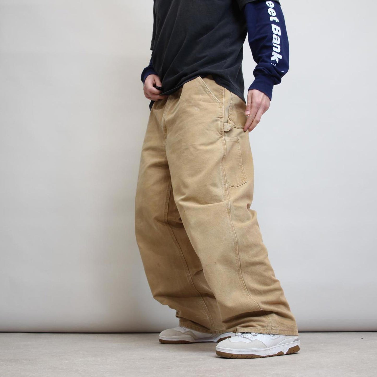 Baggy Carhartt carpenter jeans W40L30 wide leg thick canvas sand brown cargos