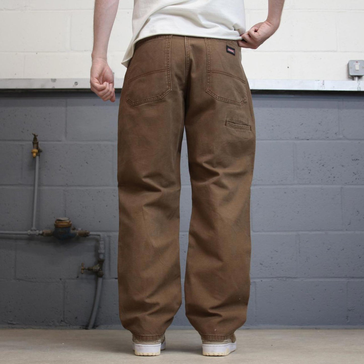Baggy Dickies carpenter jeans W32L30 90s skate style brown thick canvas cargos