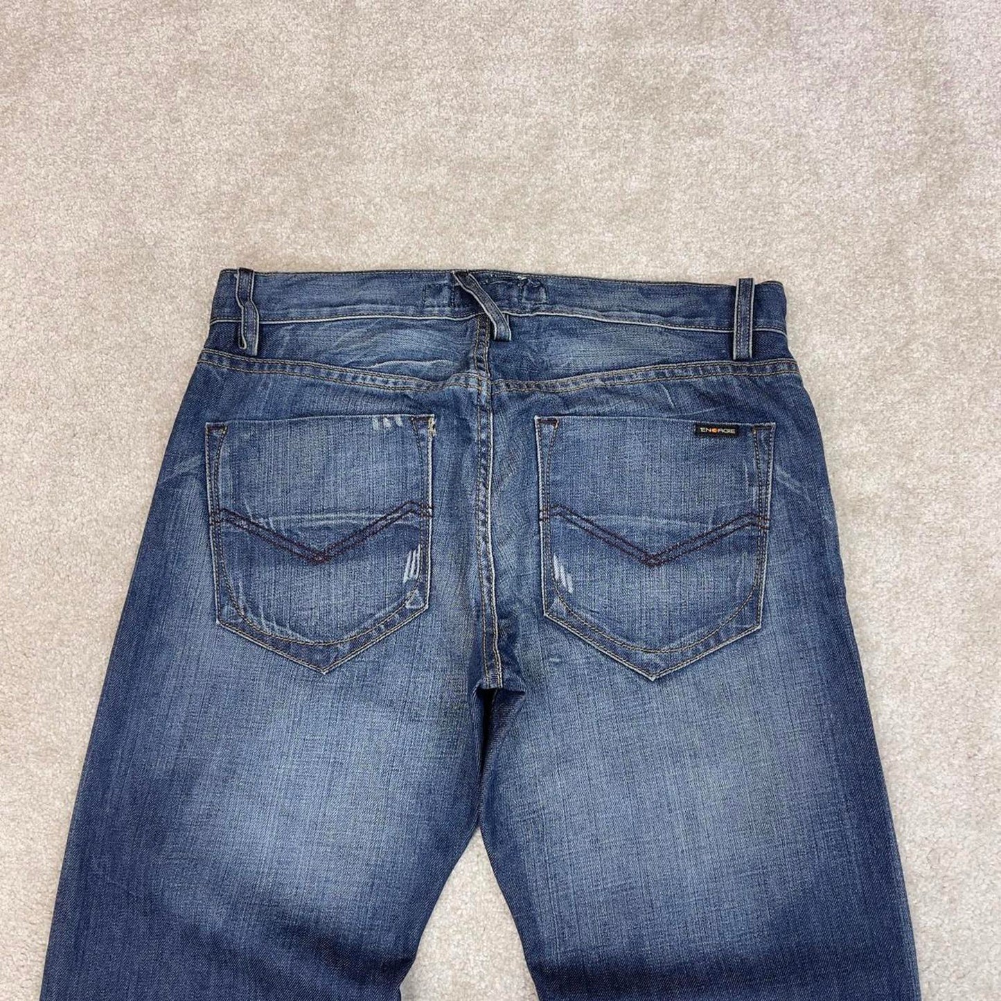 Blue Energie jeans W34L34 loose bootcut y2k 00s style jeans embroidered stitch detail