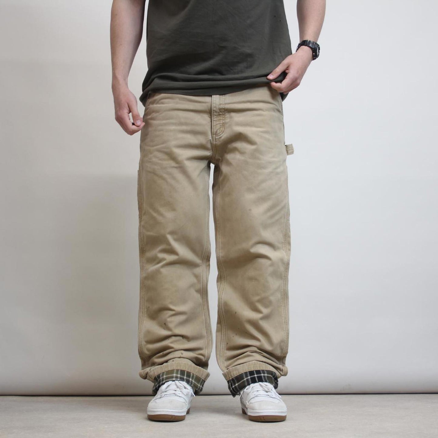 Carhartt carpenter trousers W36L36 loose flannel lined cargo pants skater style
