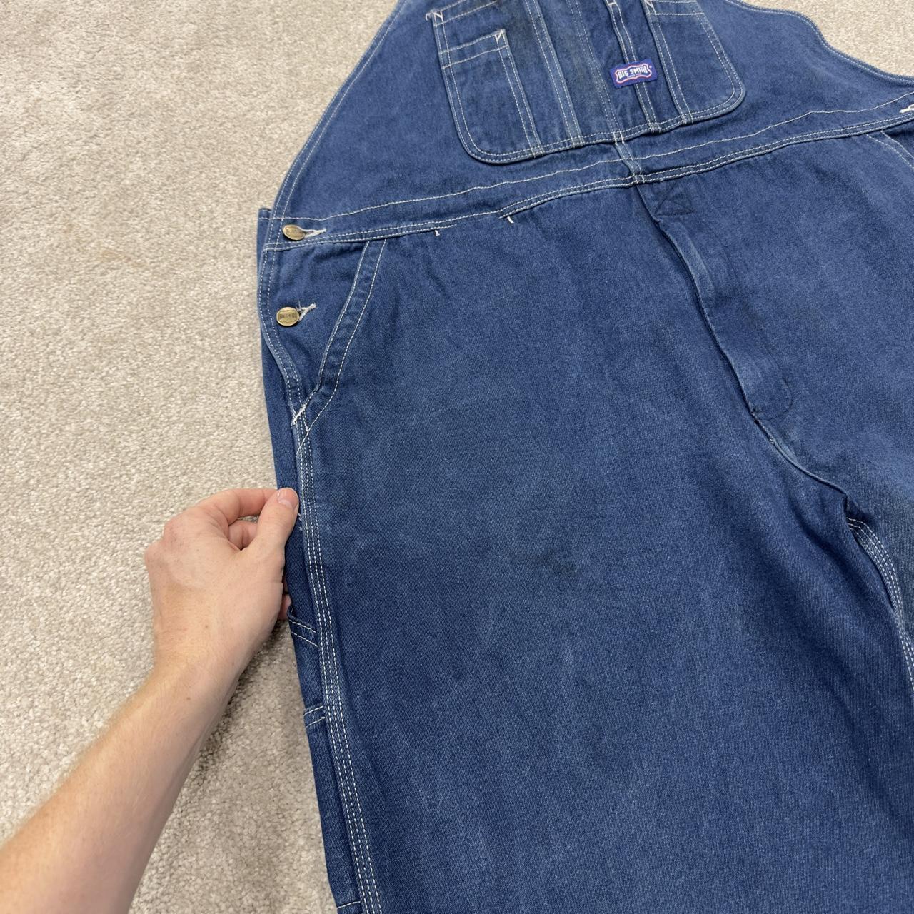 Vintage denim dungarees 00s big smith overalls blue Patch logo and adjustable straps