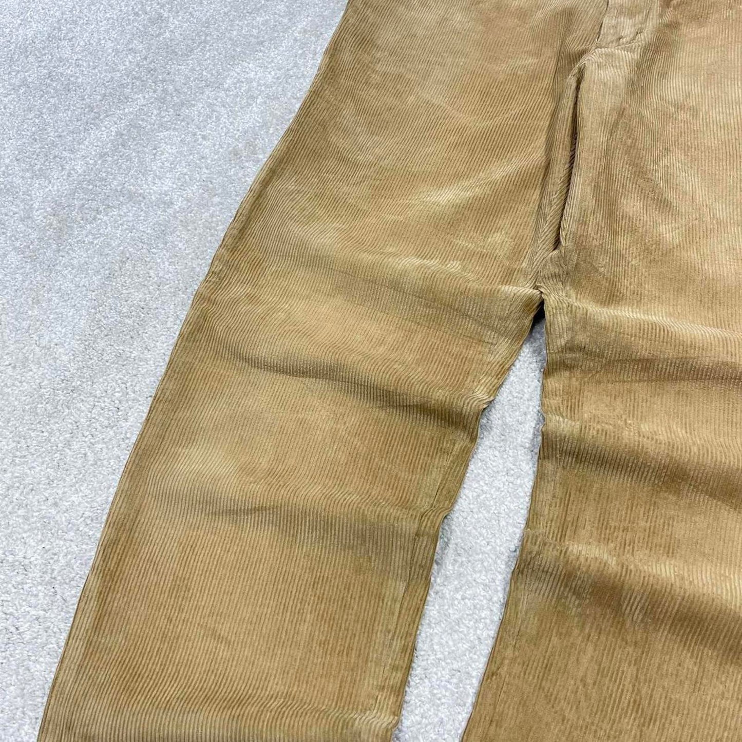 Tan Lands End wide wale corduroy trousers W36L31 baggy jumbo cord pants 90s skate