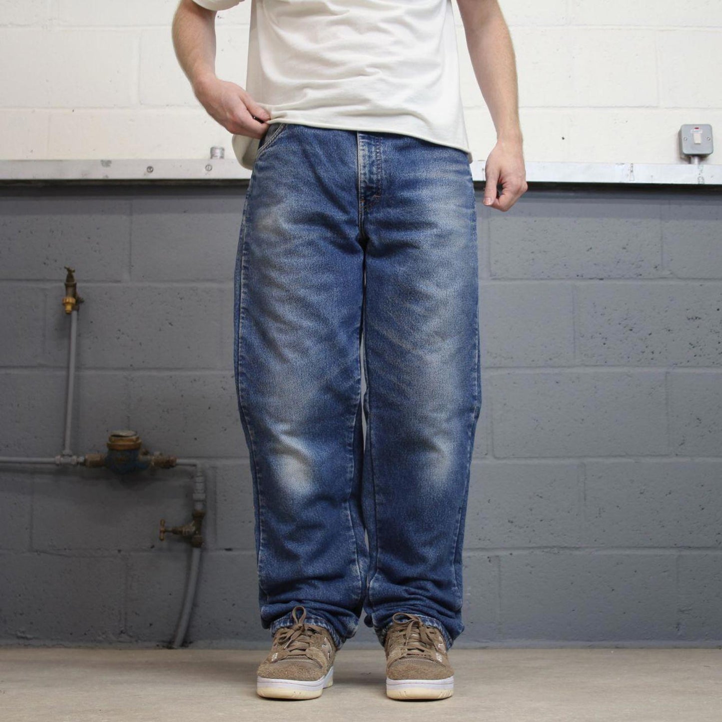 Dickies jeans W34L34 loose blue denim 90s style skater jeans flannel lined