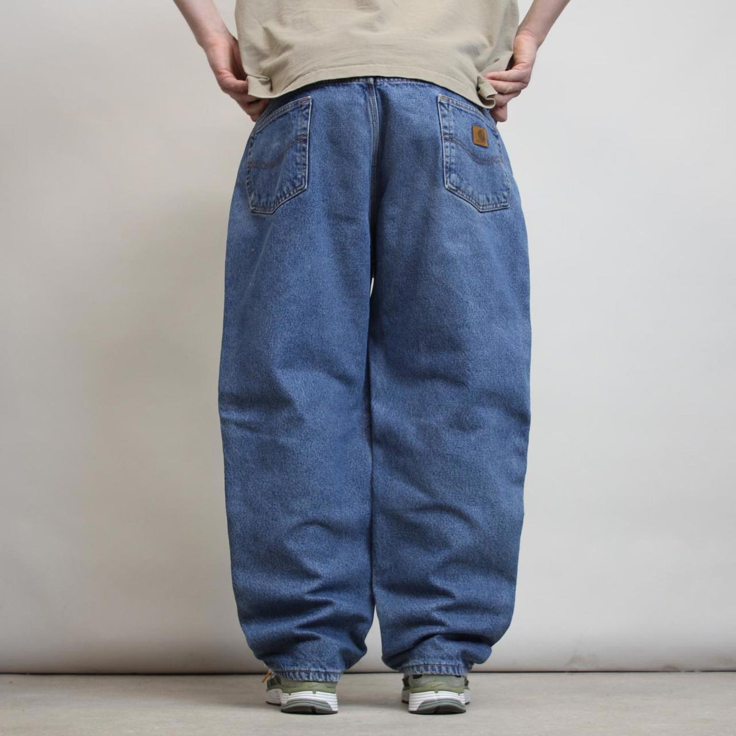 Mens Carhartt jeans W42 L30 blue thick fleece lined 90s style skater work jeans