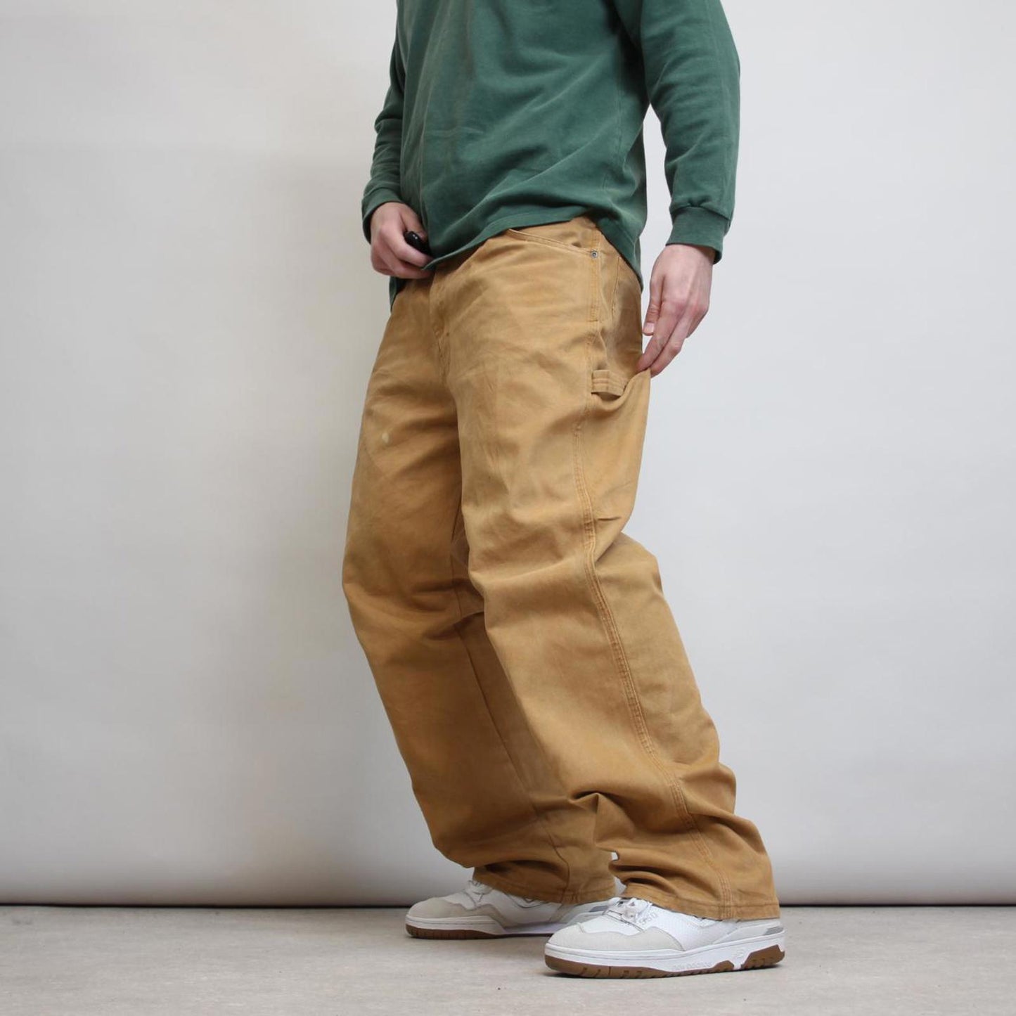 Jesse James carpenter jeans W38L32 sand brown loose canvas 90s workwear skate style cargo pants