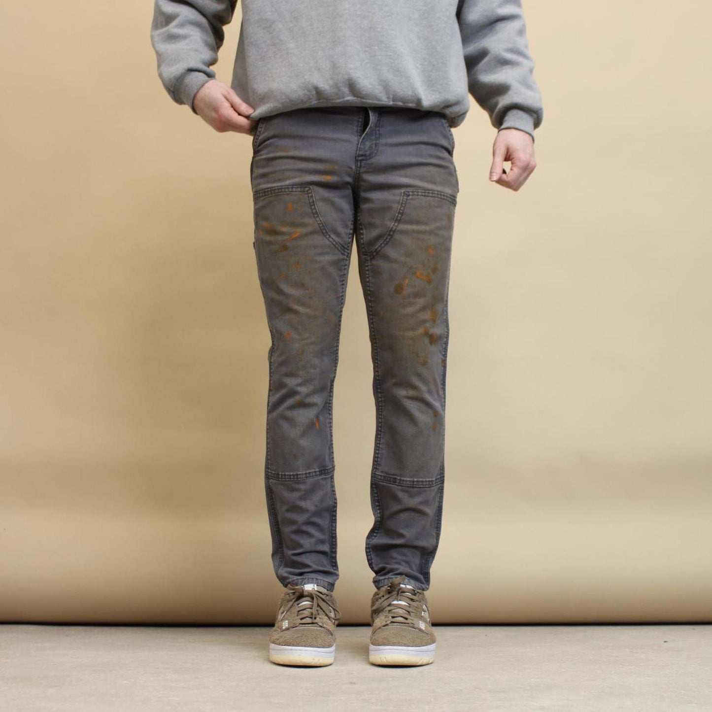 Grey double knee Carhartt Carpenter pants size 10 slim fit cargo pants
