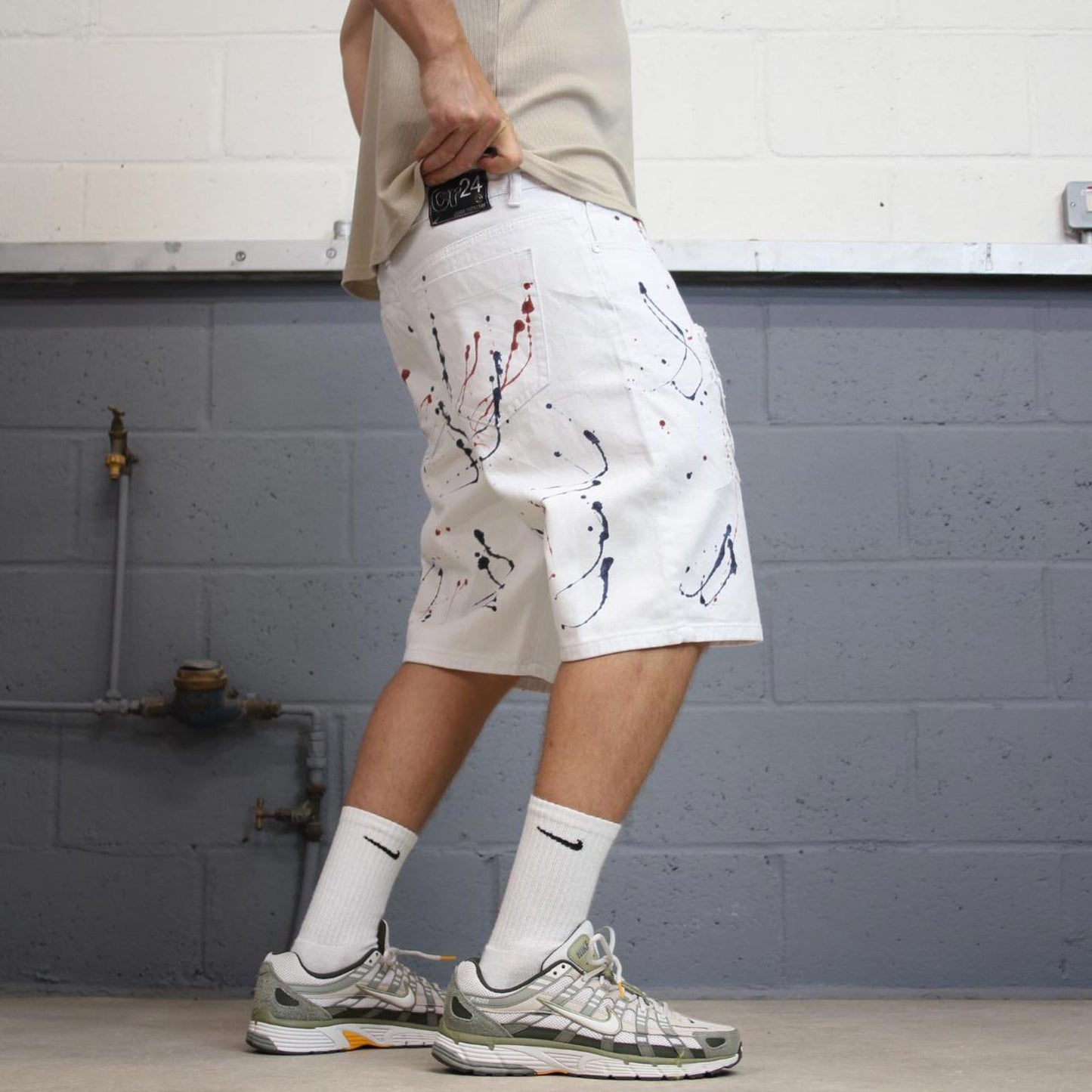 White Cr24 Denim jorts W38