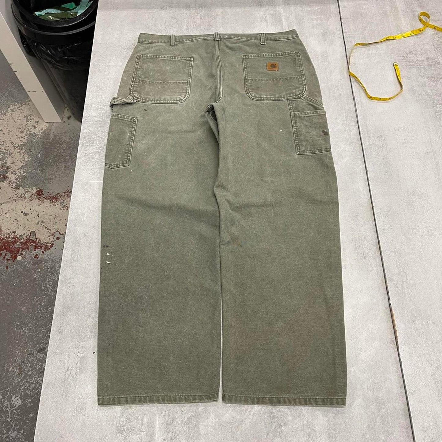 Green baggy Carhartt carpenter jeans W38 L30 wide leg canvas 90s style skater cargos