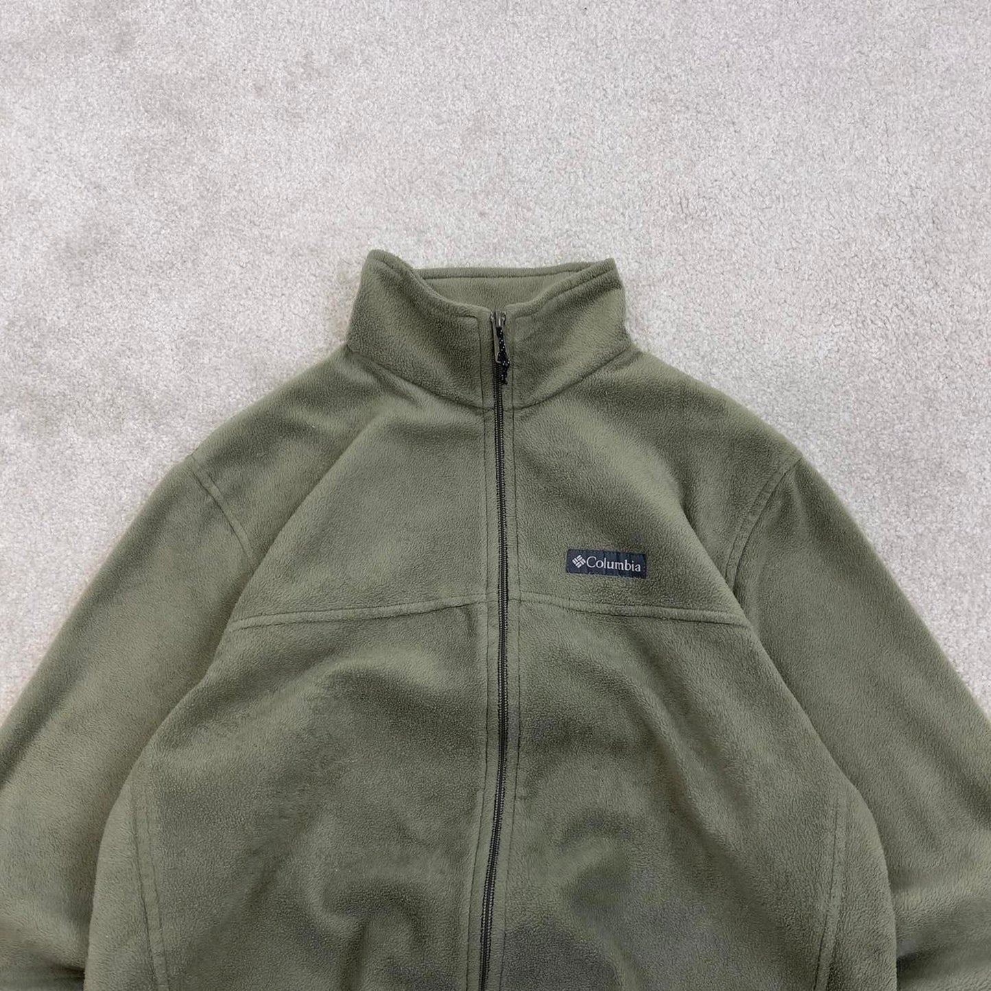 Khaki Columbia technical zip up fleece Large y2k style autumn adjustable waist