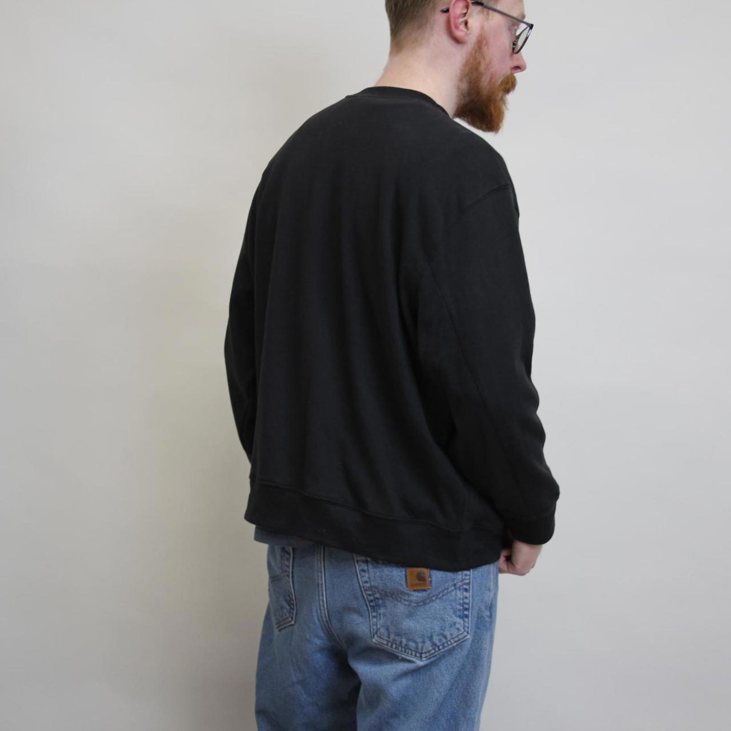 Black Adidas sweatshirt, size 14 loose pullover y2k boxy fit embroidered logo jumper