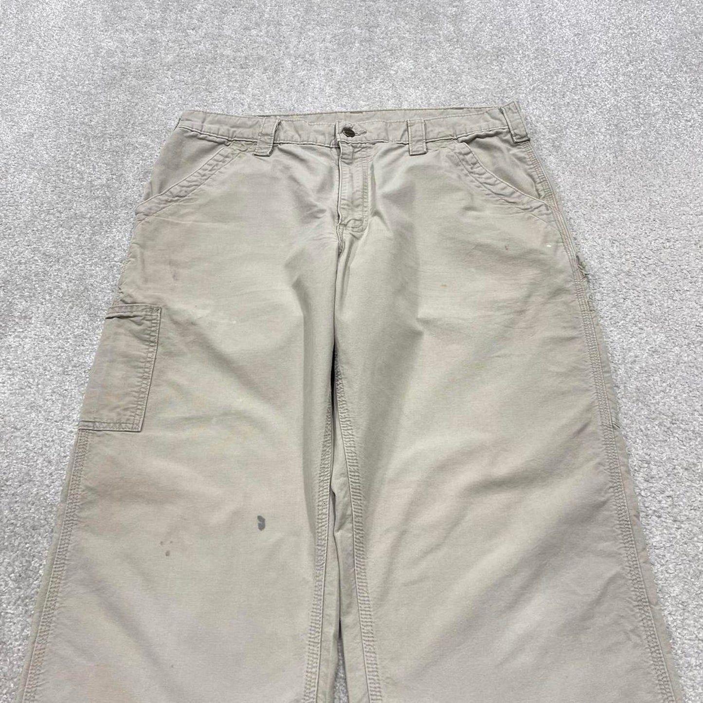 Y2K baggy fit Carhartt work pants wide leg beige Loose skater cargo carpenter trousers