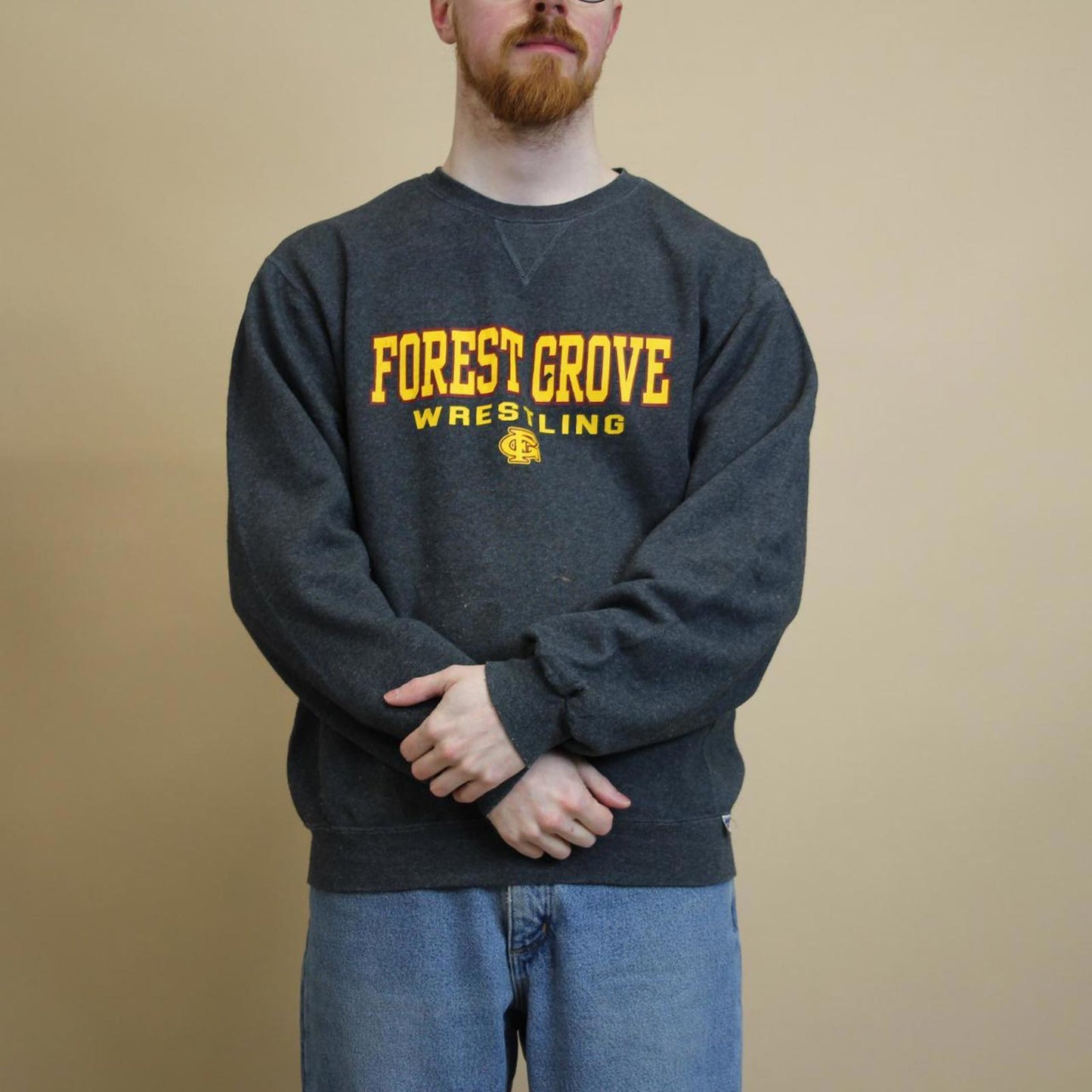 Grey vintage Russell sweatshirt M