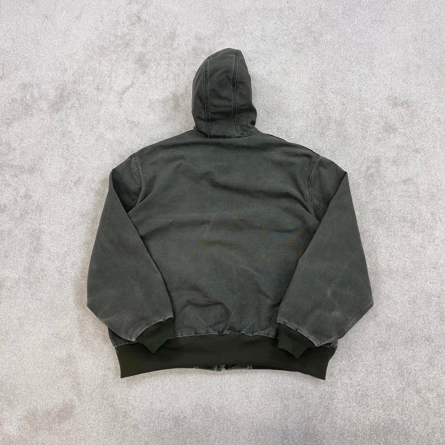 Vintage Green Carhartt hooded active jacket 2XL canvas 90s style skater bomber J25 MOS