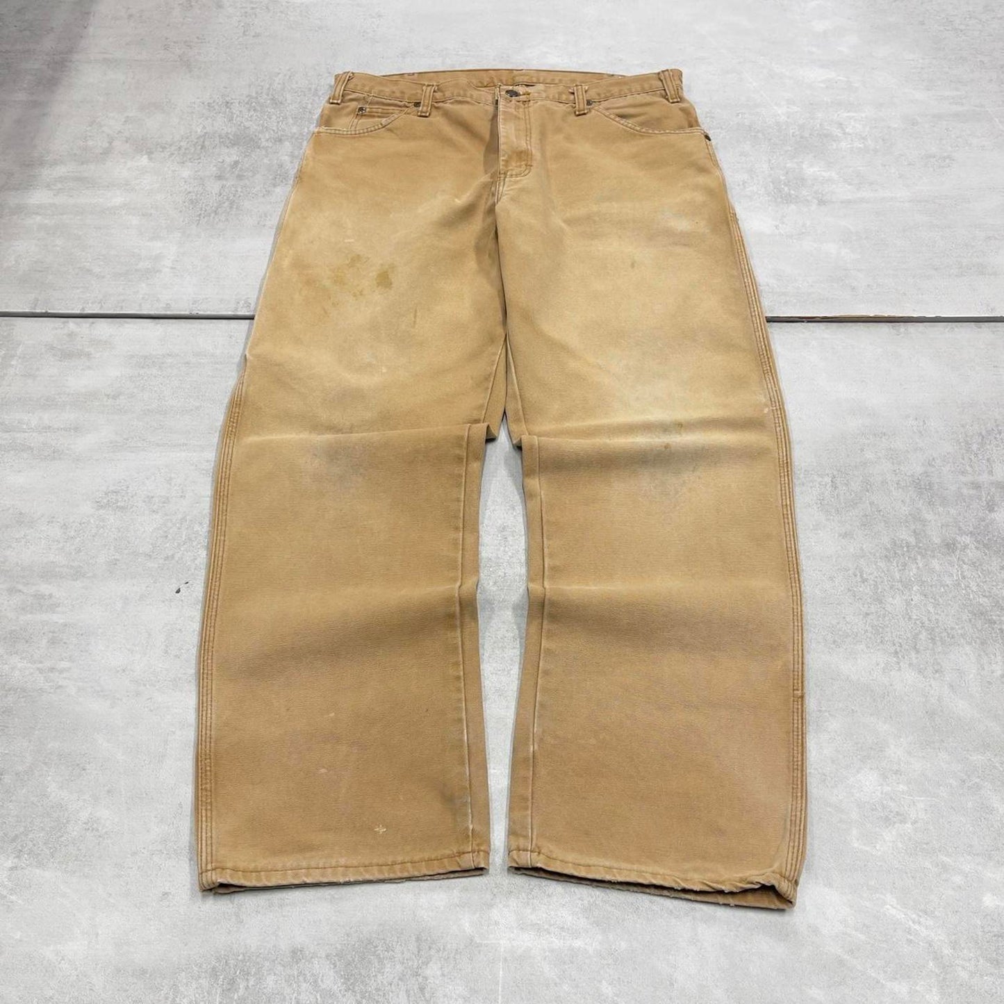 Baggy Dickies carpenter jeans W36L30 loose tan canvas cargo skater style pants