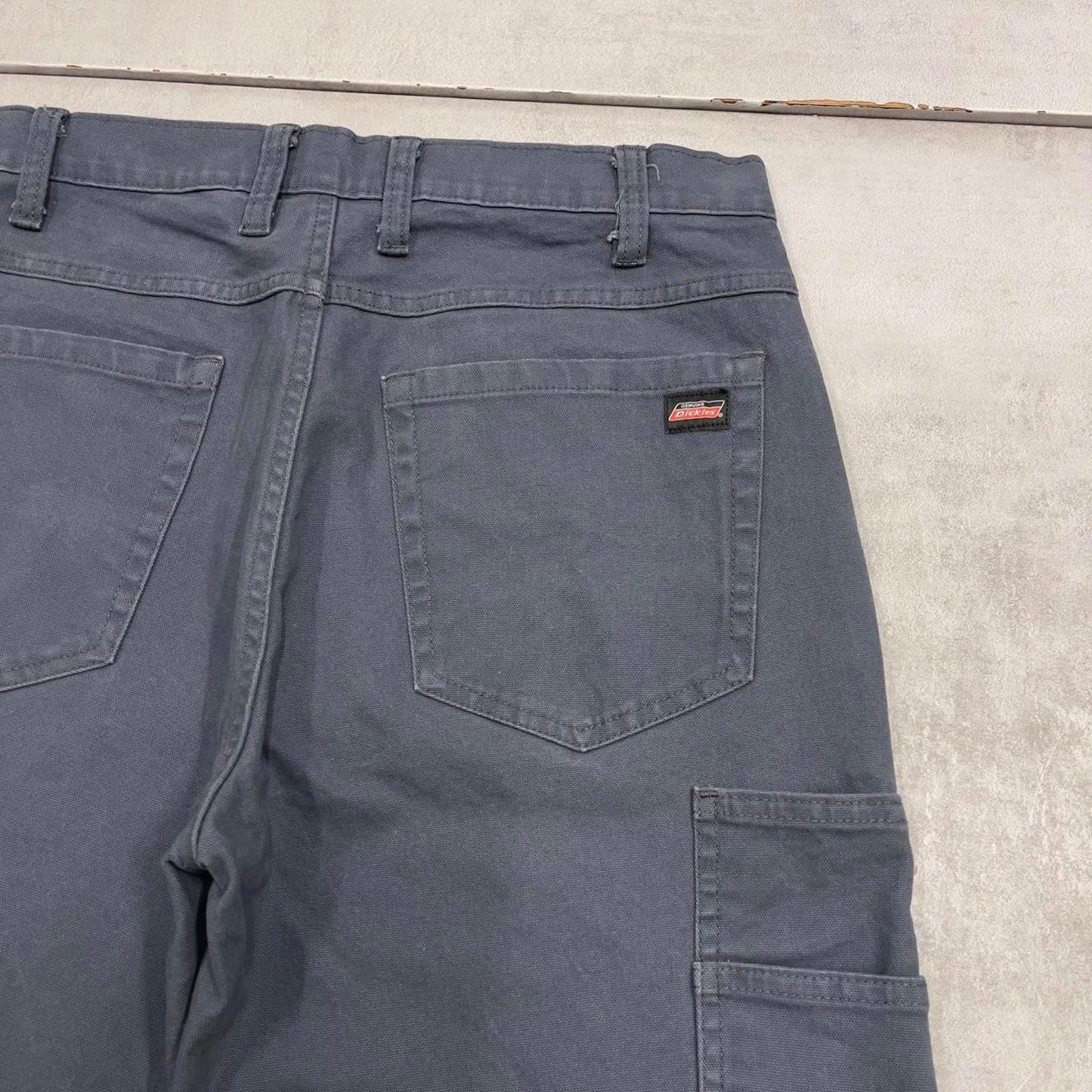 Mens Dickies carpenter shorts W32 navy grey canvas skater style jorts