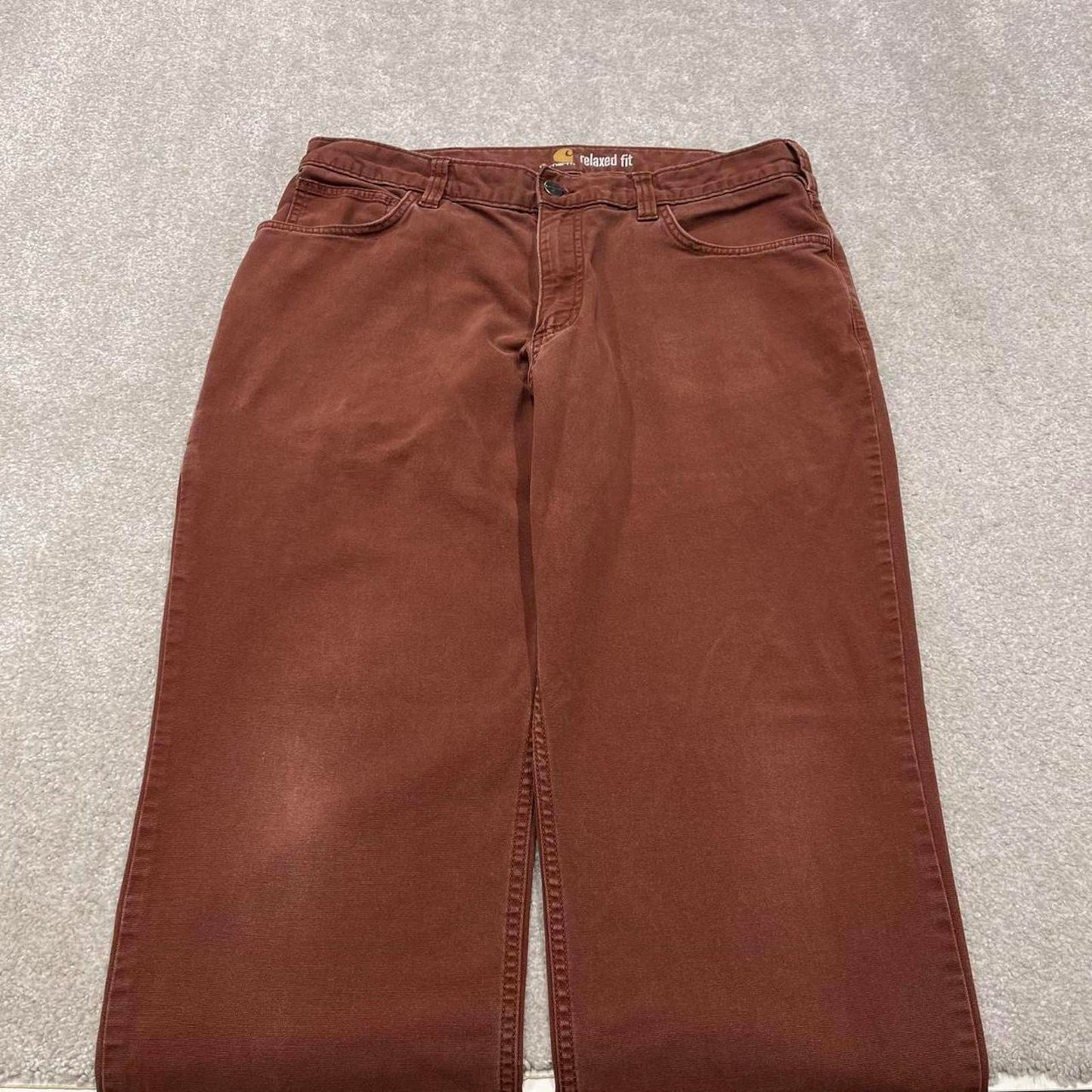 Carhartt carpenter jeans Y2K brick red loose relaxed fit skate style cargo work pants
