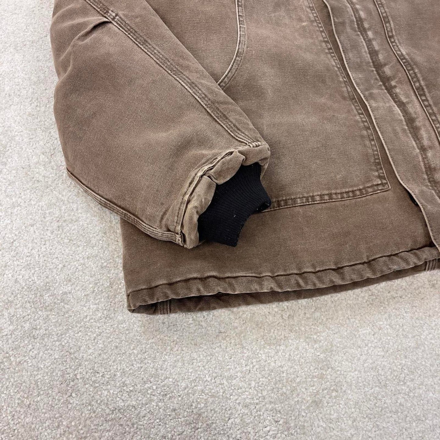 Vintage brown Carhartt jacket 2XL - canvas arctic quilt lined chore coat collar sandstone
