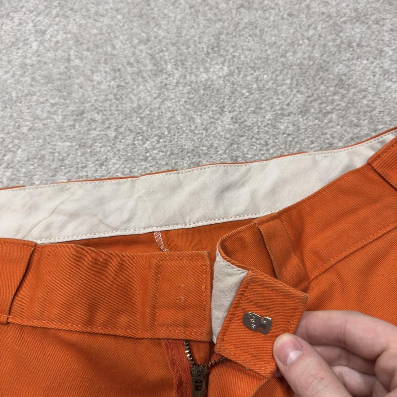Orange baggy Dickies carpenter chino shorts Chino style skater shorts long wide leg festival